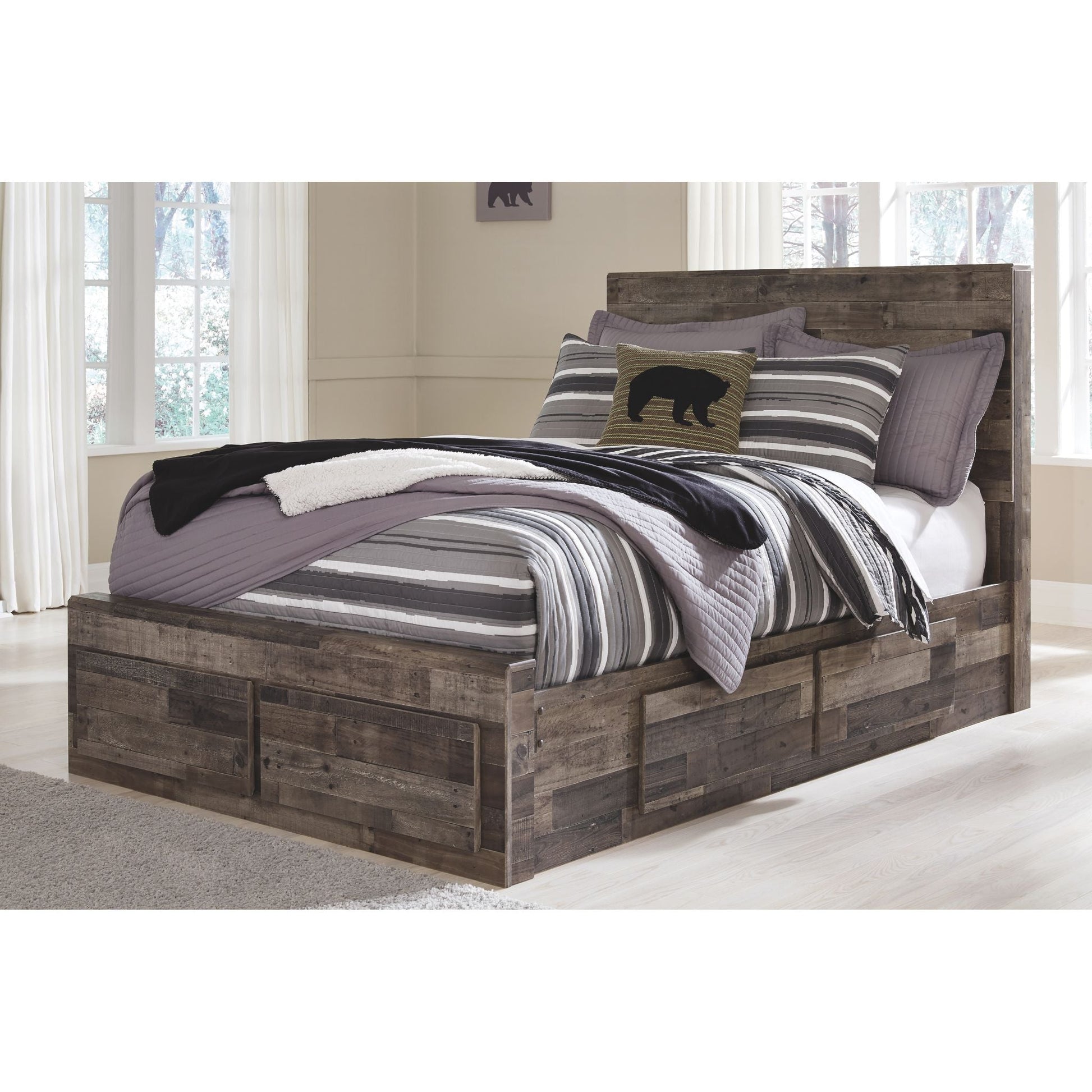 Derekson 3 Piece Full Storage Bed - Multi Gray