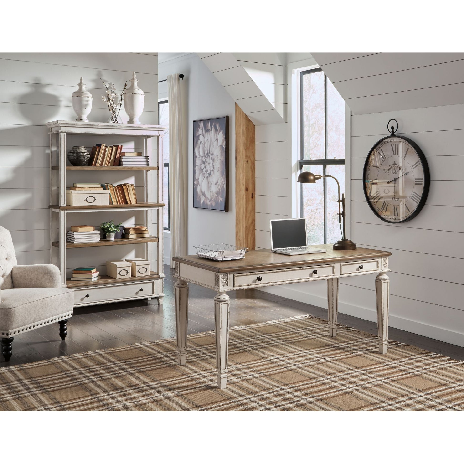 Realyn 2 Piece Home Office Package - White/Brown