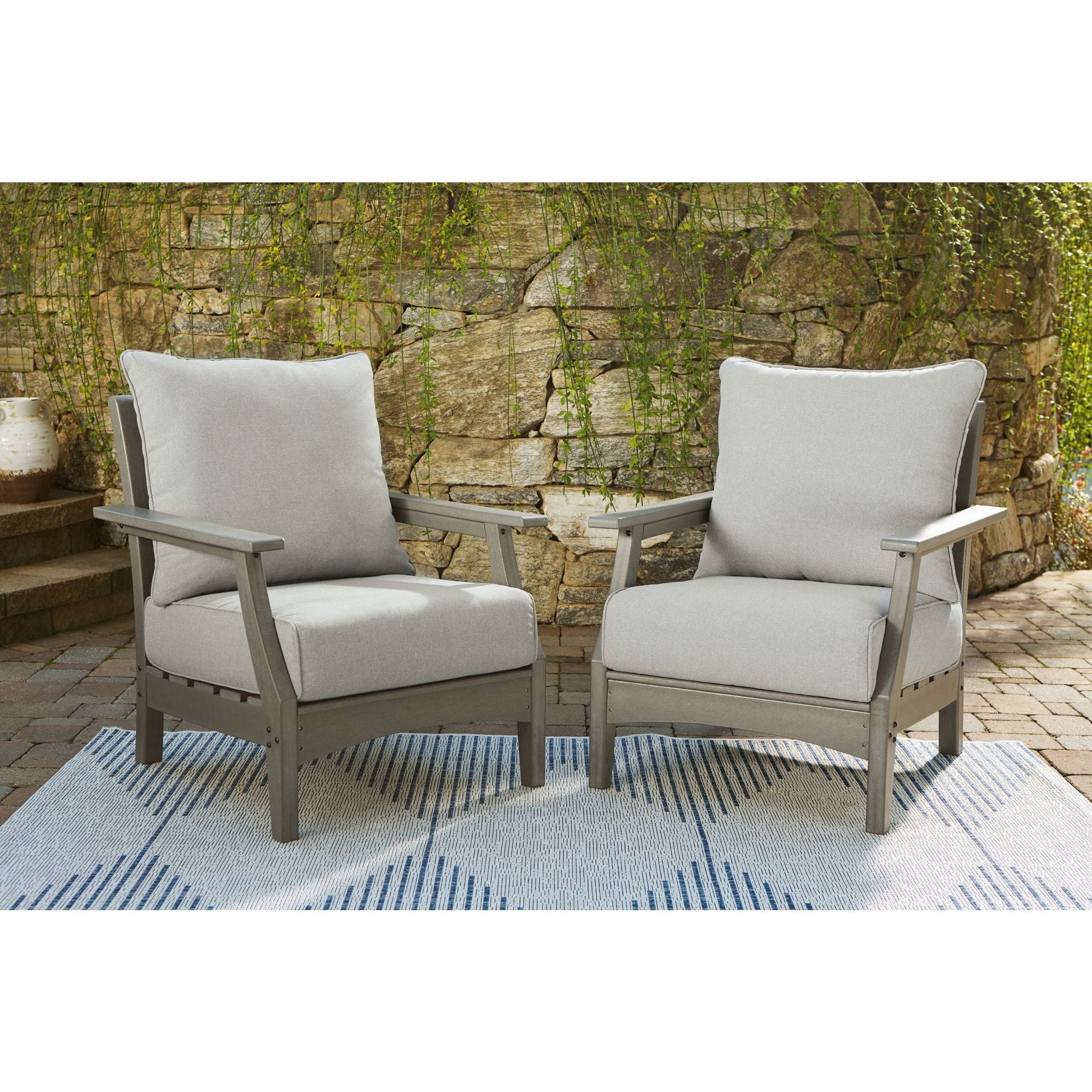 Outdoor Visola Lounge Chair-Set of 2 Gray