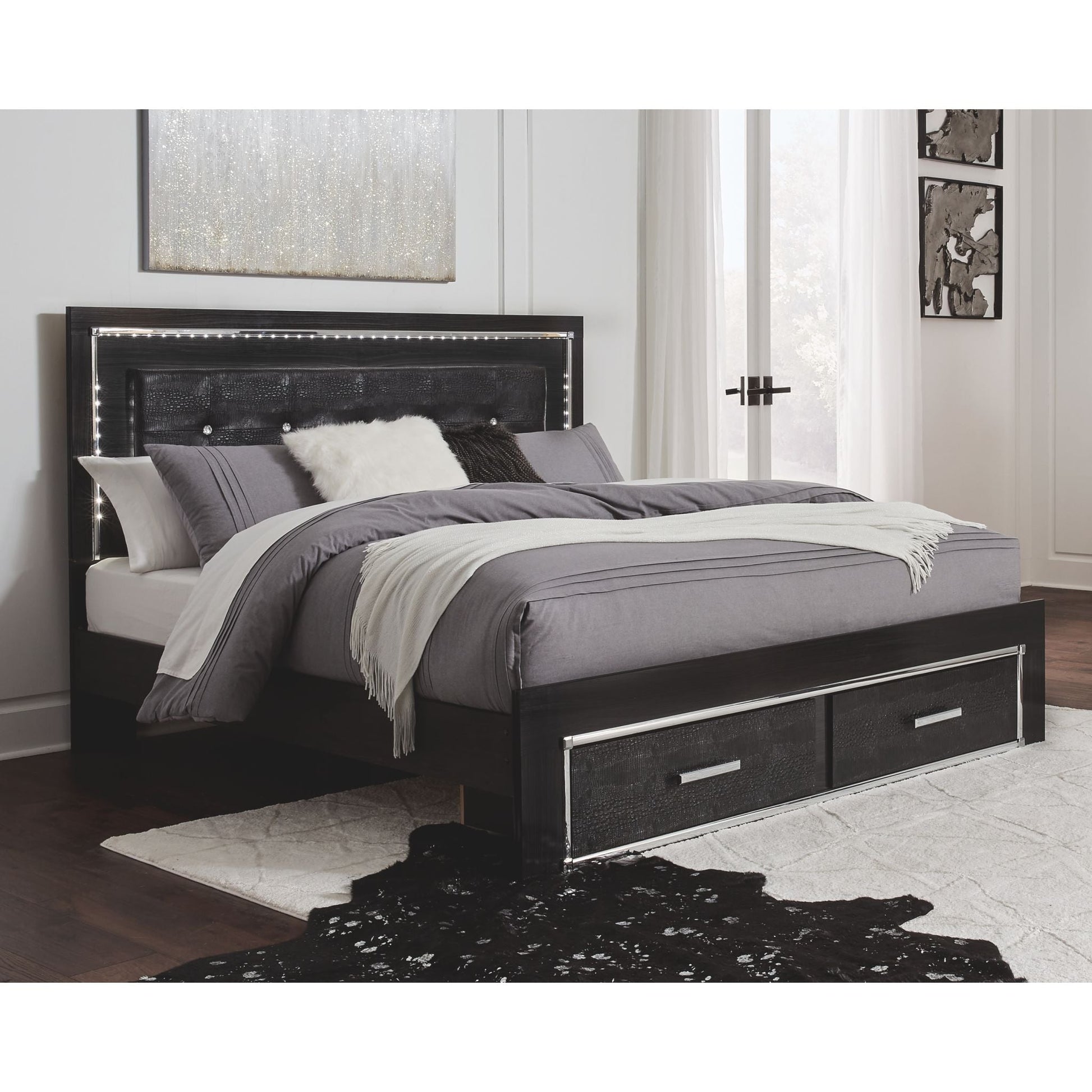 Kaydell 3 Piece King Bed - Black