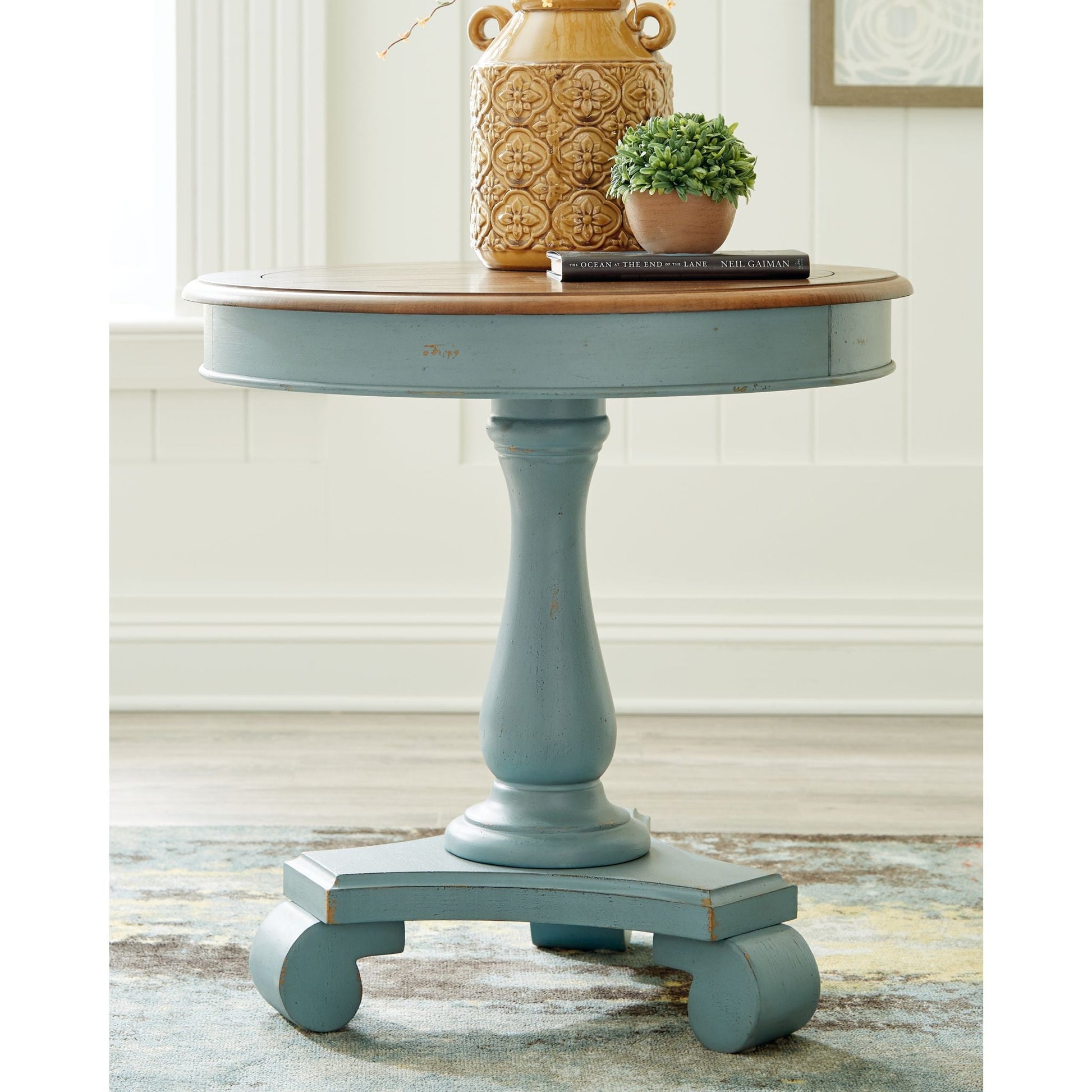 Mirimyn Accent Table - Teal/Brown