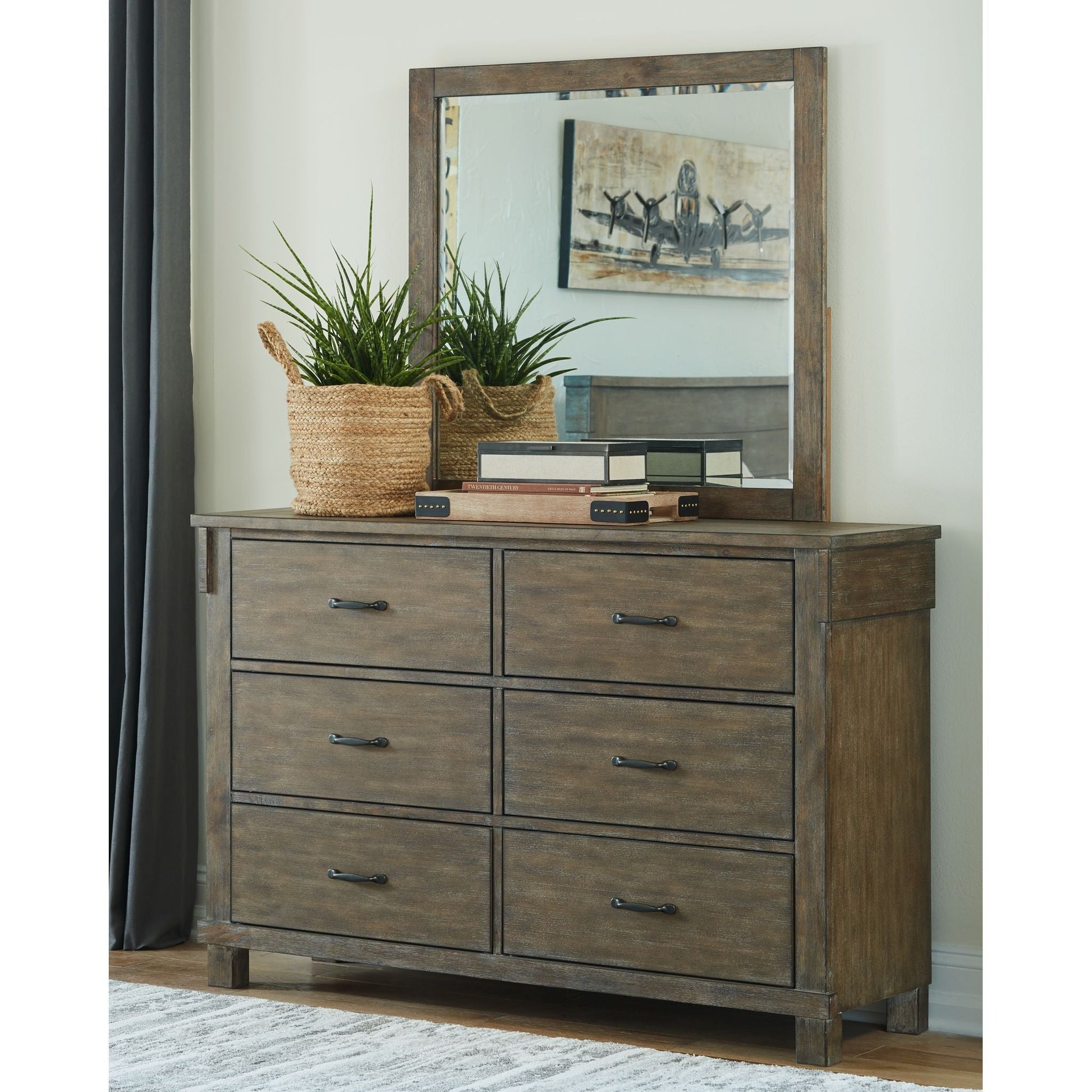 Shamryn Dresser and Mirror - Grayish Brown