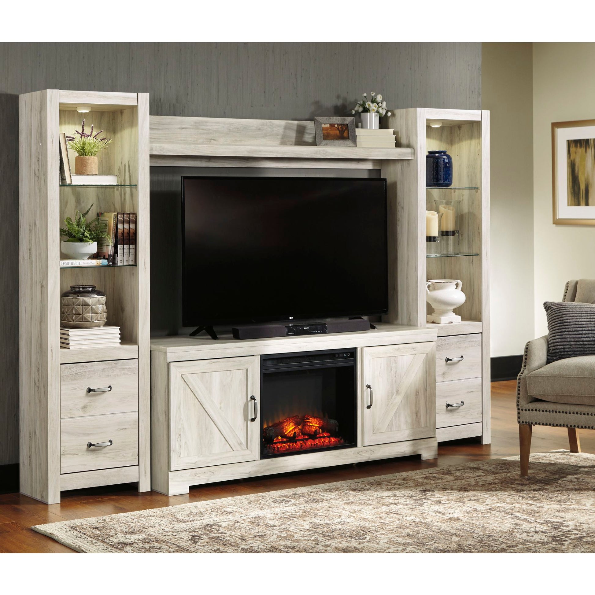 Bellaby Entertainment / Fireplace - White Wash