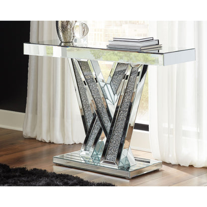 Gillrock Console Table - Mirror/Silver Finish