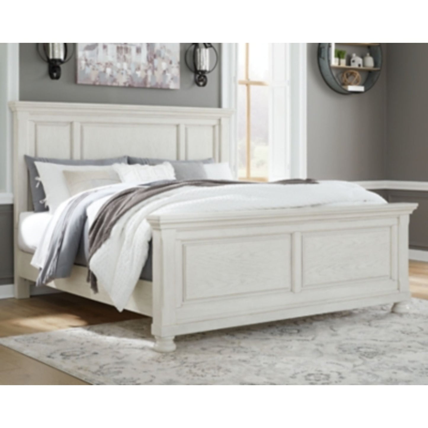 Robbinsdale 3 Piece King Panel Bed - Antique White