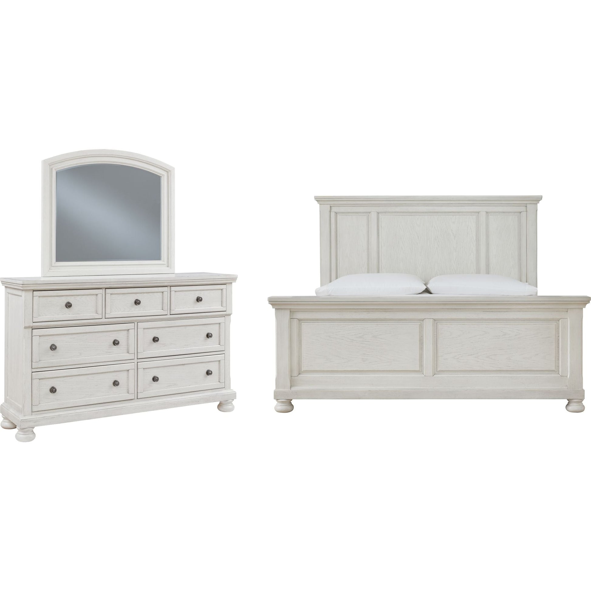 Robbinsdale 5 Piece King Panel Bedroom - Antique White