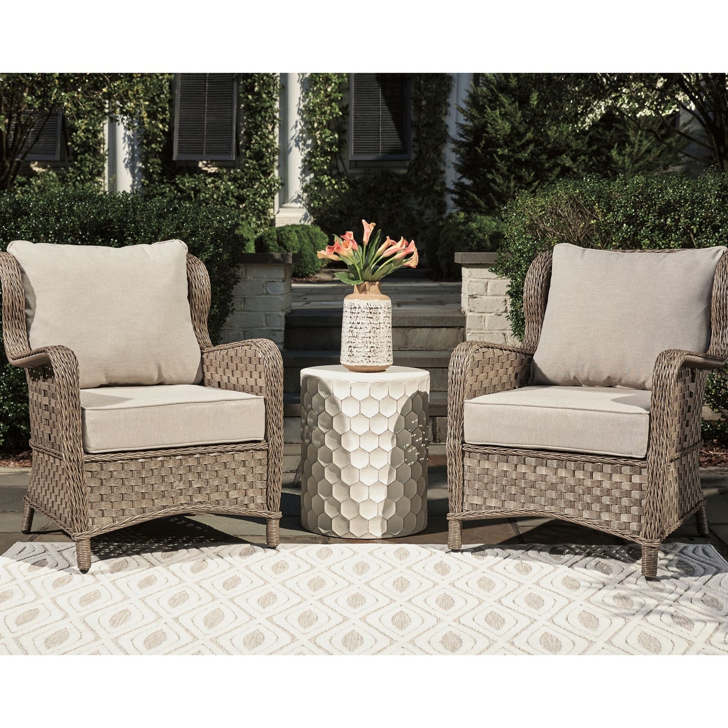 Outdoor Clear Ridge Lounge Chair-Set of 2 Light Brown