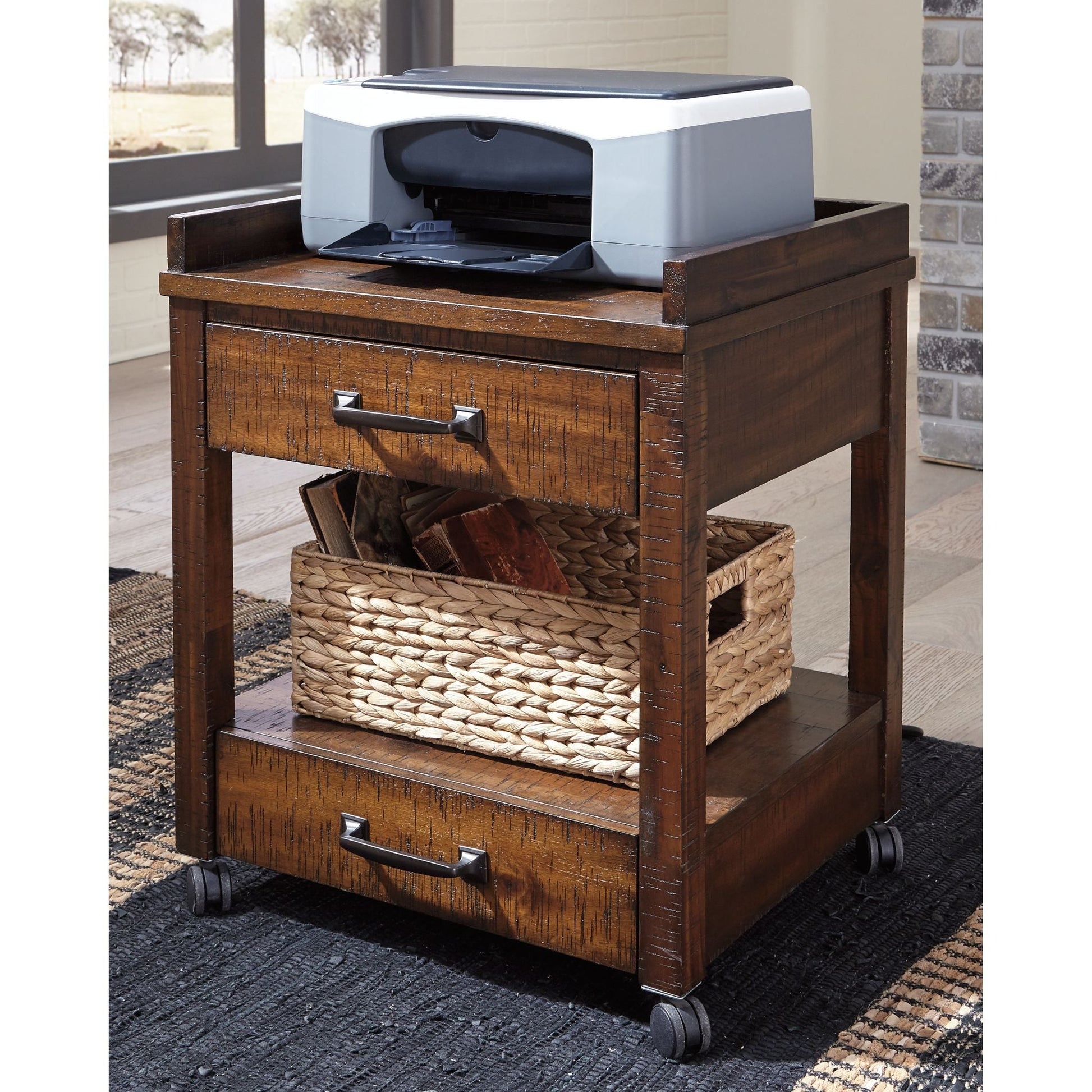 Baldridge Printer Stand - Rustic Brown
