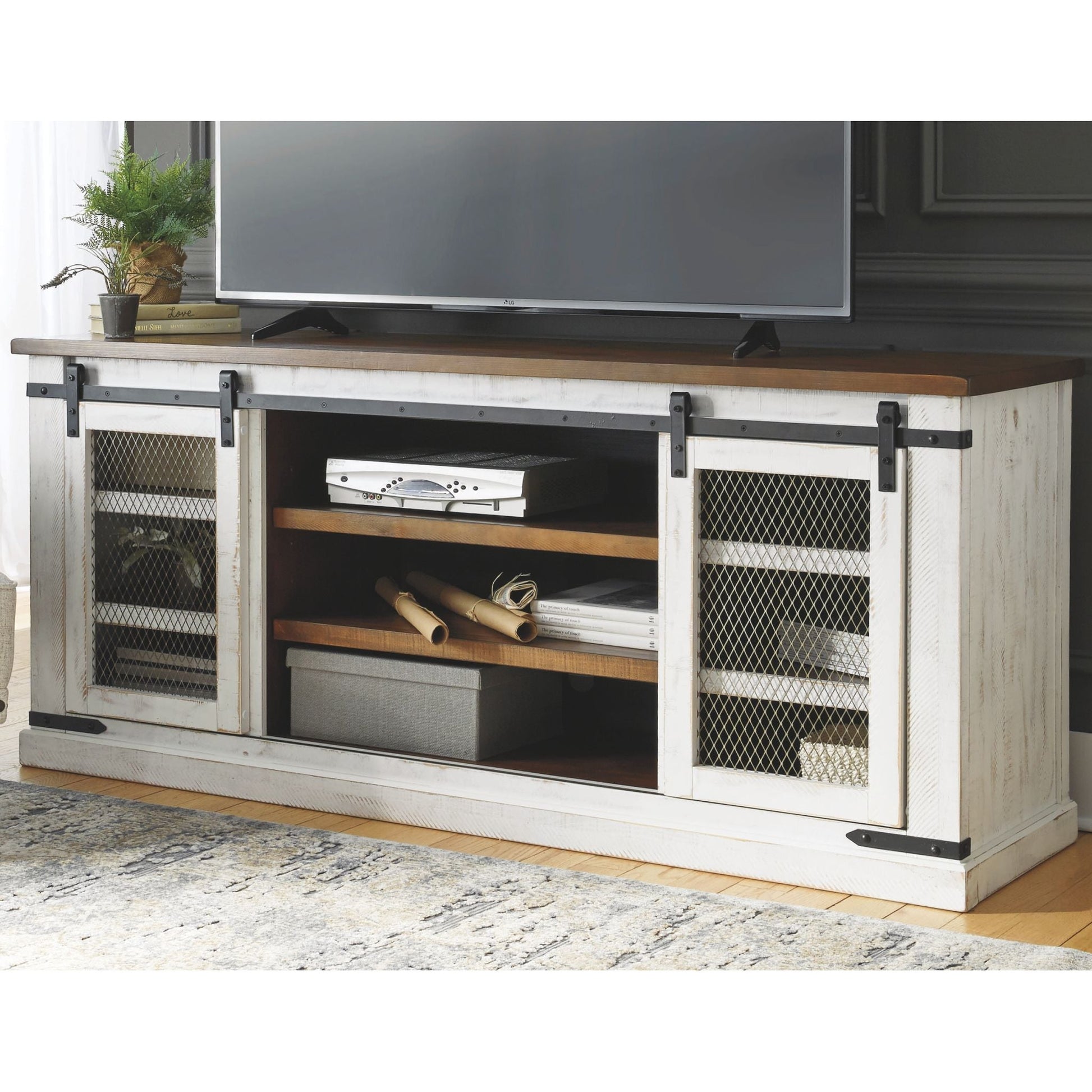 Wystfield Extra Large TV Stand - White/Brown