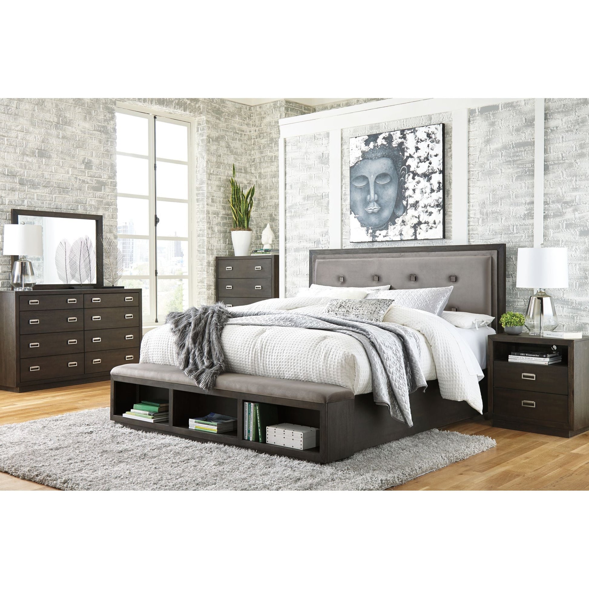 Hyndell 5 Piece Bedroom Package - Dark Brown