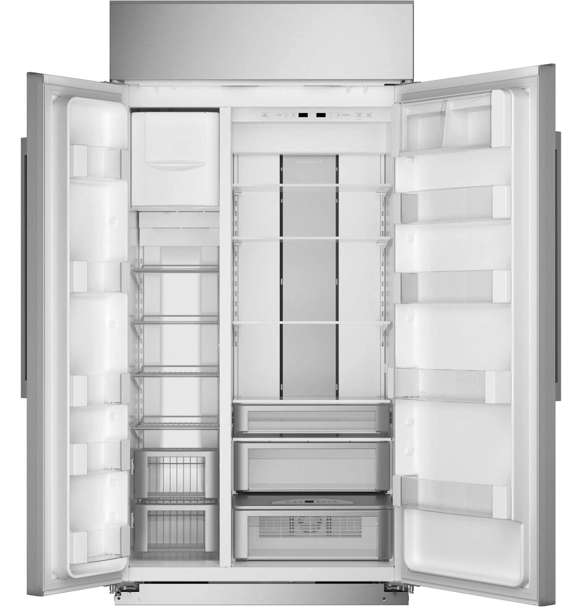 Monogram 42" Built In Side By Side Stainless Steel Refrigerator - ZISS420NNSS