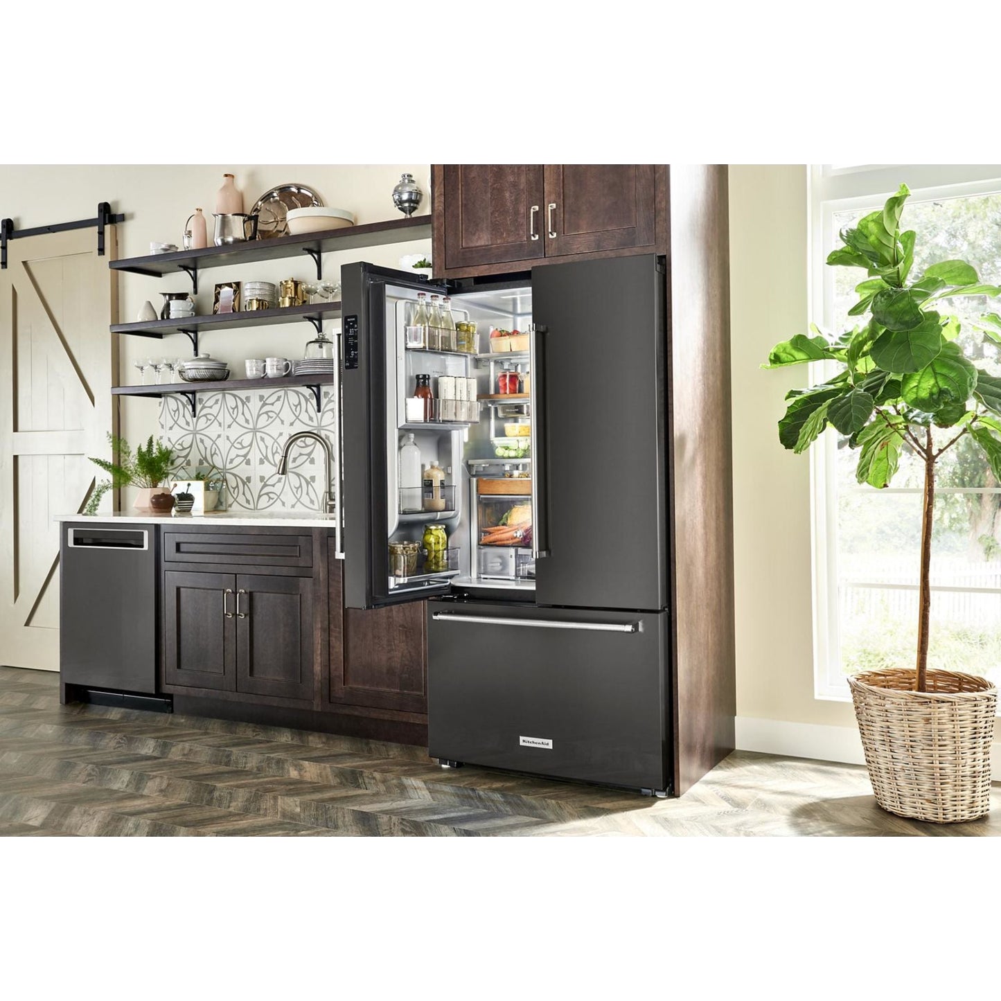 KitchenAid French Door Fridge (KRFC704FBS) - Black Stainless