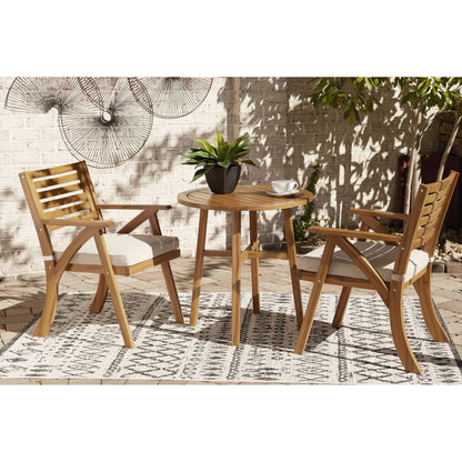 Outdoor Vallerie Table and Pair of Chairs Brown