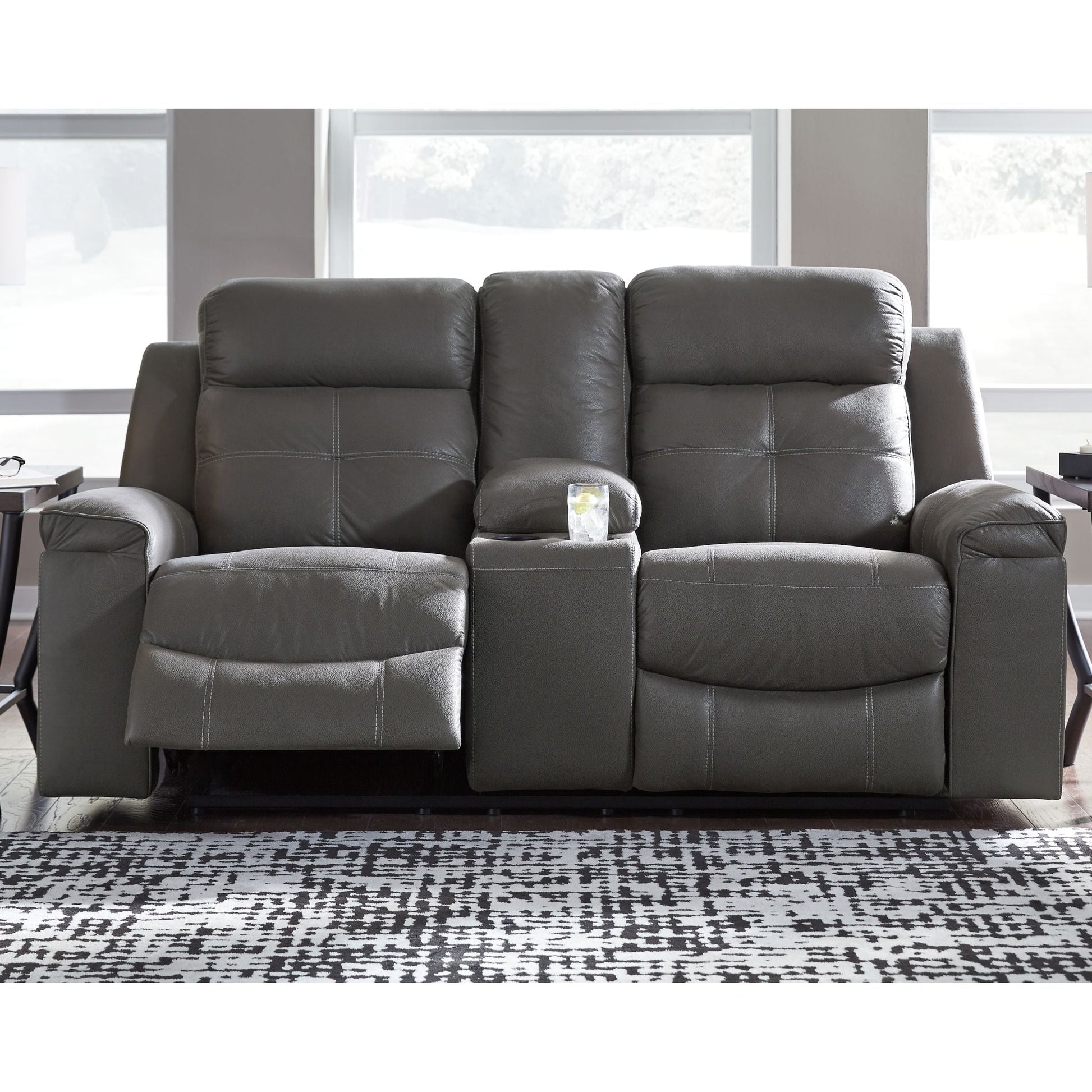 Jesolo Reclining Loveseat with Console - Dark Gray