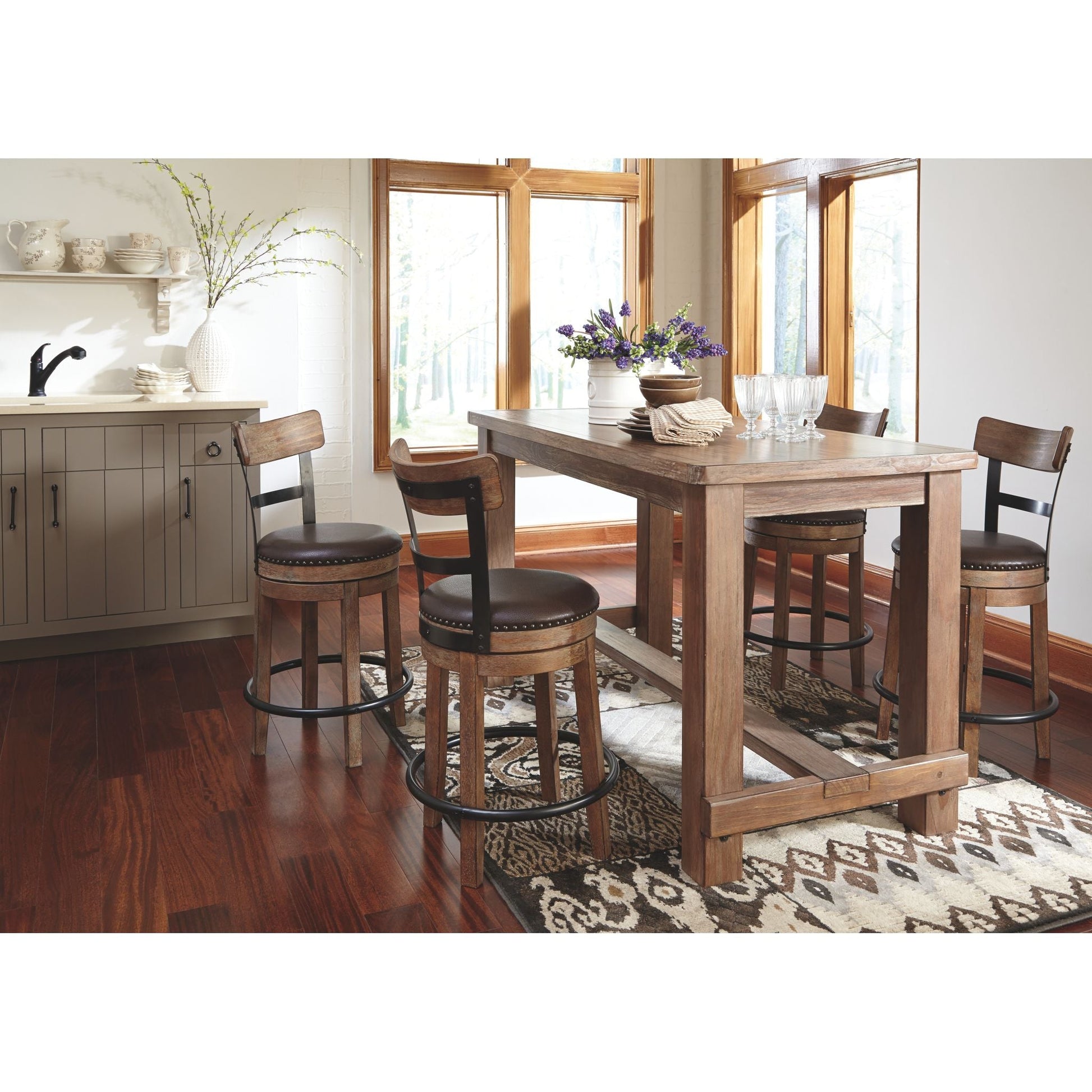 Bellatier Swivel Bar Stool - Dark Brown - (D542-124)