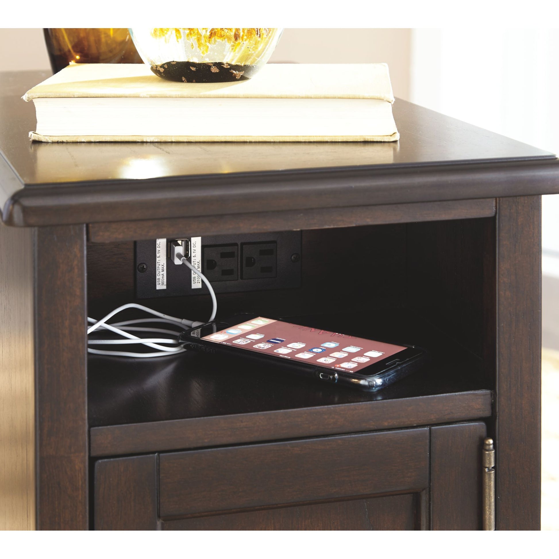 Rowley Creek Chair Side End Table - Dark Brown