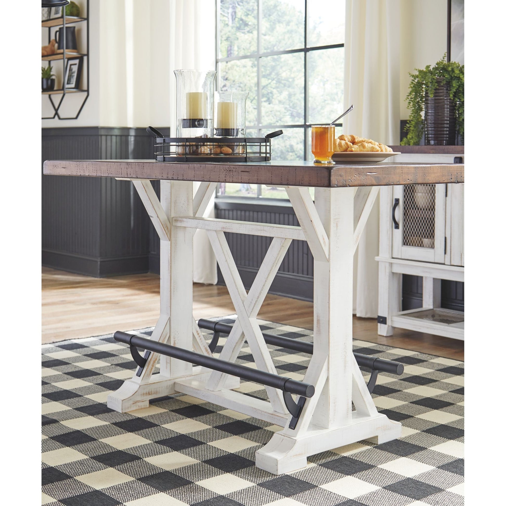 Valebeck Counter Table - White/Brown - (D546-13)