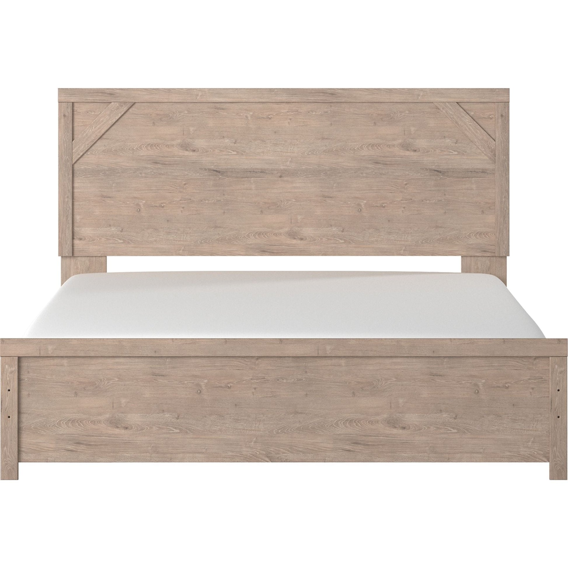 Senniberg 3 Piece King Panel Bed - Light Brown/White