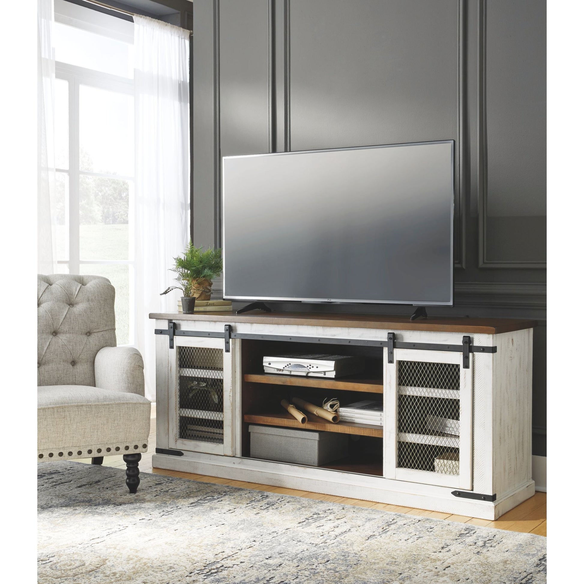 Wystfield Extra Large TV Stand - White/Brown