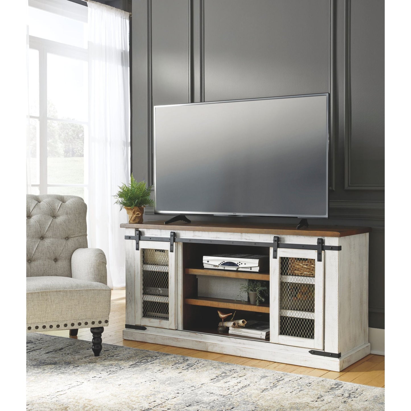 Wystfield Large TV Stand - White/Brown