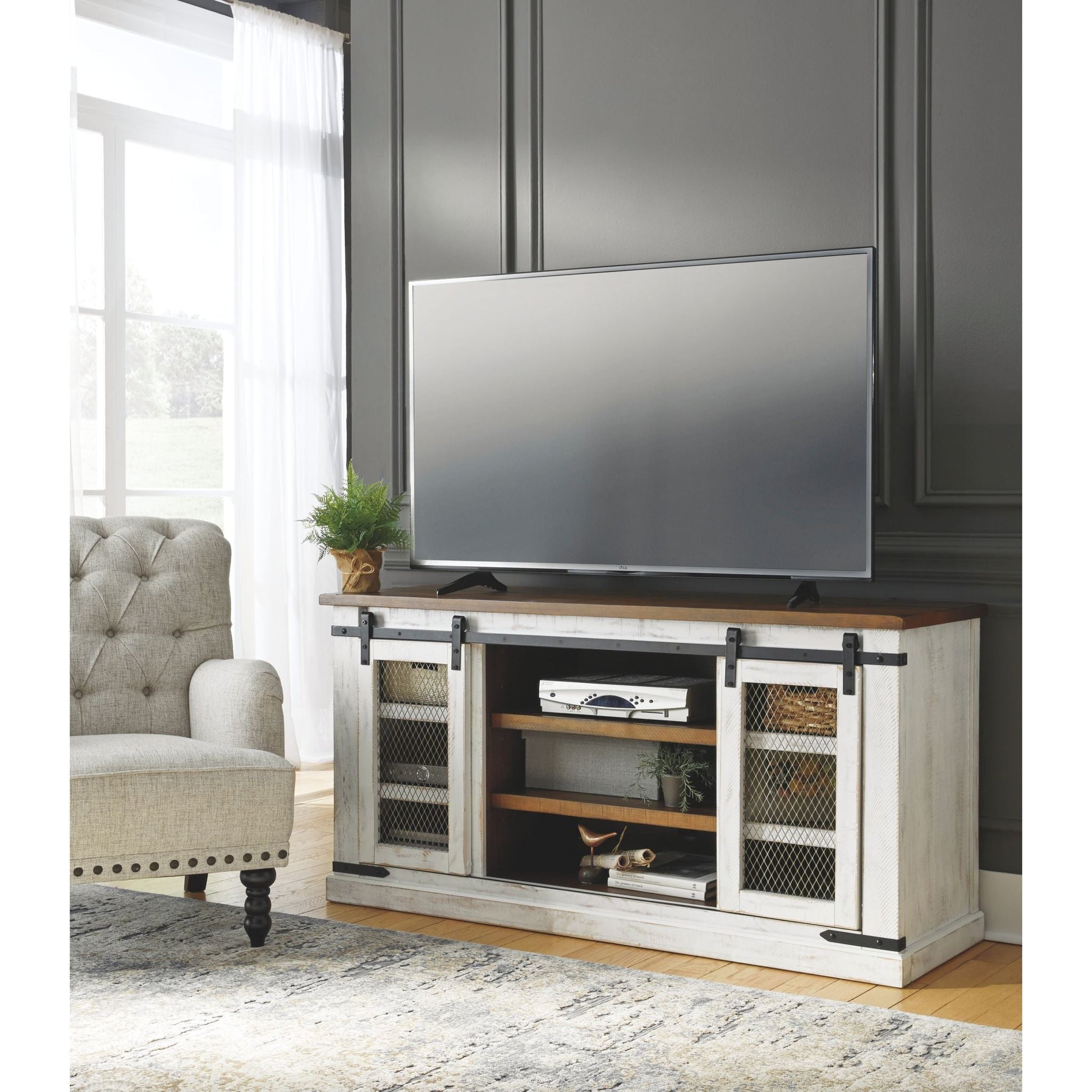 Wystfield Large TV Stand - White/Brown