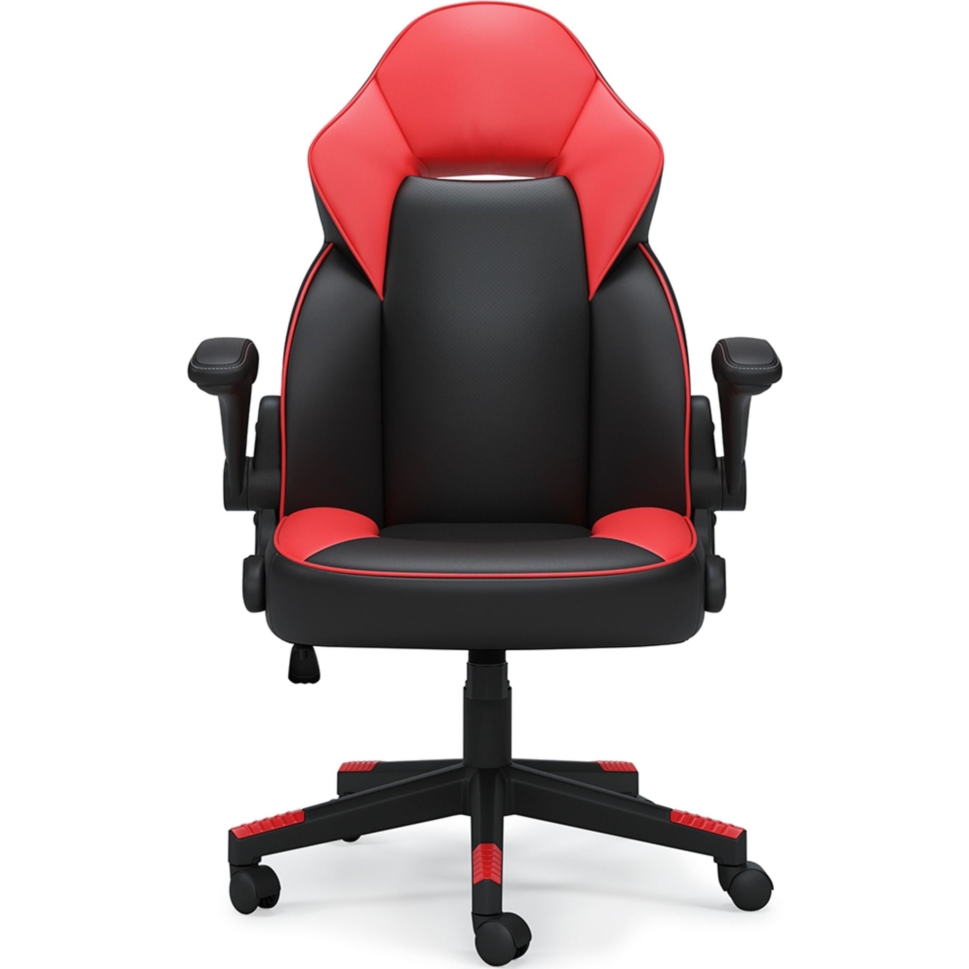 The Lynxtyn Red/Black Home Office Swivel Desk Chair With Pull-out Footrest  is available at Complete Suite Furniture, serving the Pacific Northwest.