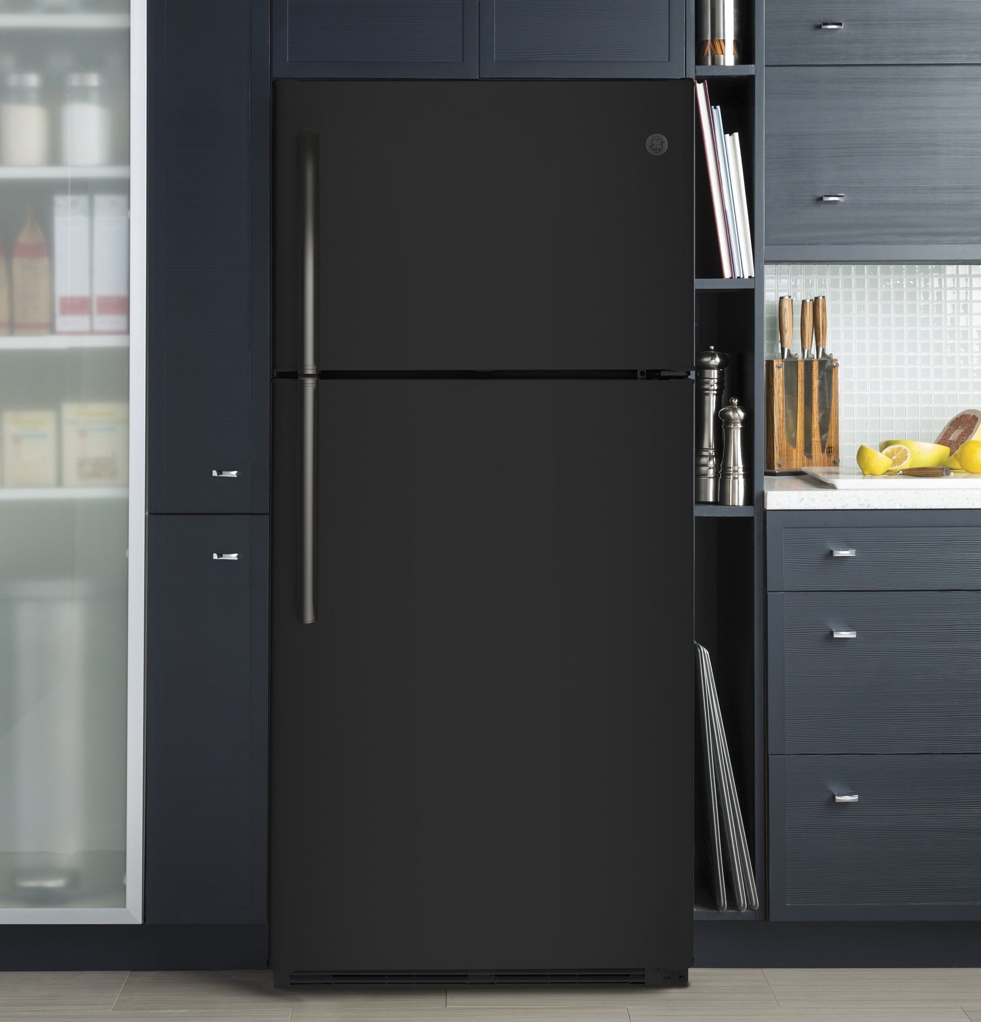 GE® Energy Star 18 Cu. Ft. Top-Freezer Refrigerator Black - GTE18FTLKBB