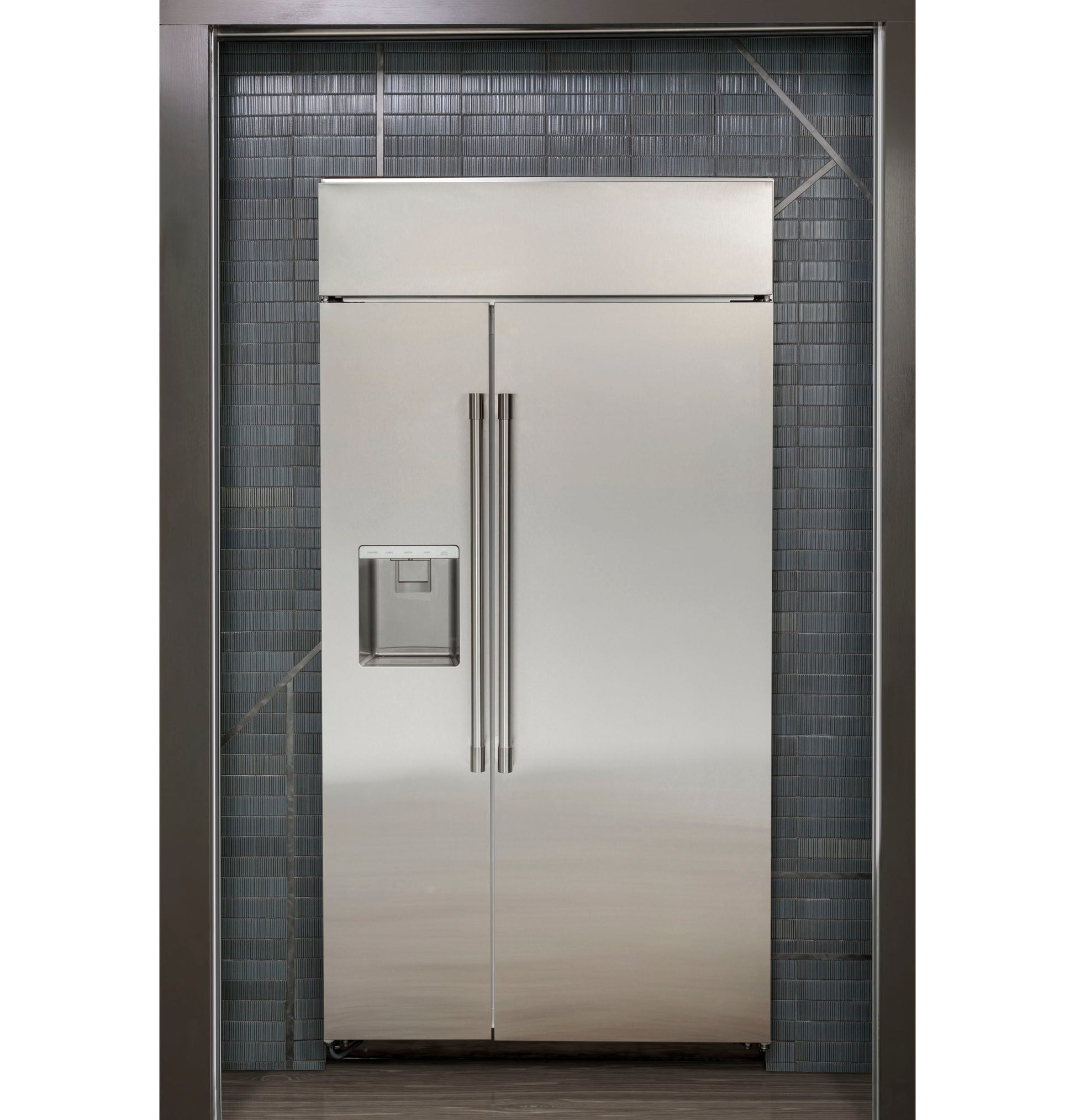 Monogram 42" Built In Side By Side Stainless Steel Dispenser Refrigerator - ZISS420DNSS