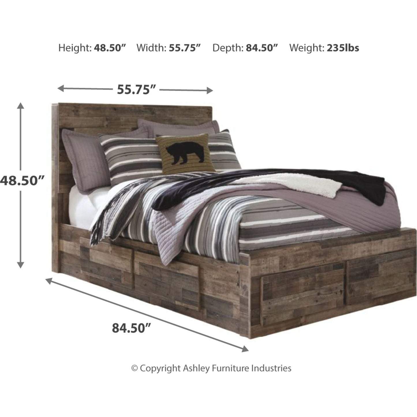 Derekson 3 Piece Full Storage Bed - Multi Gray