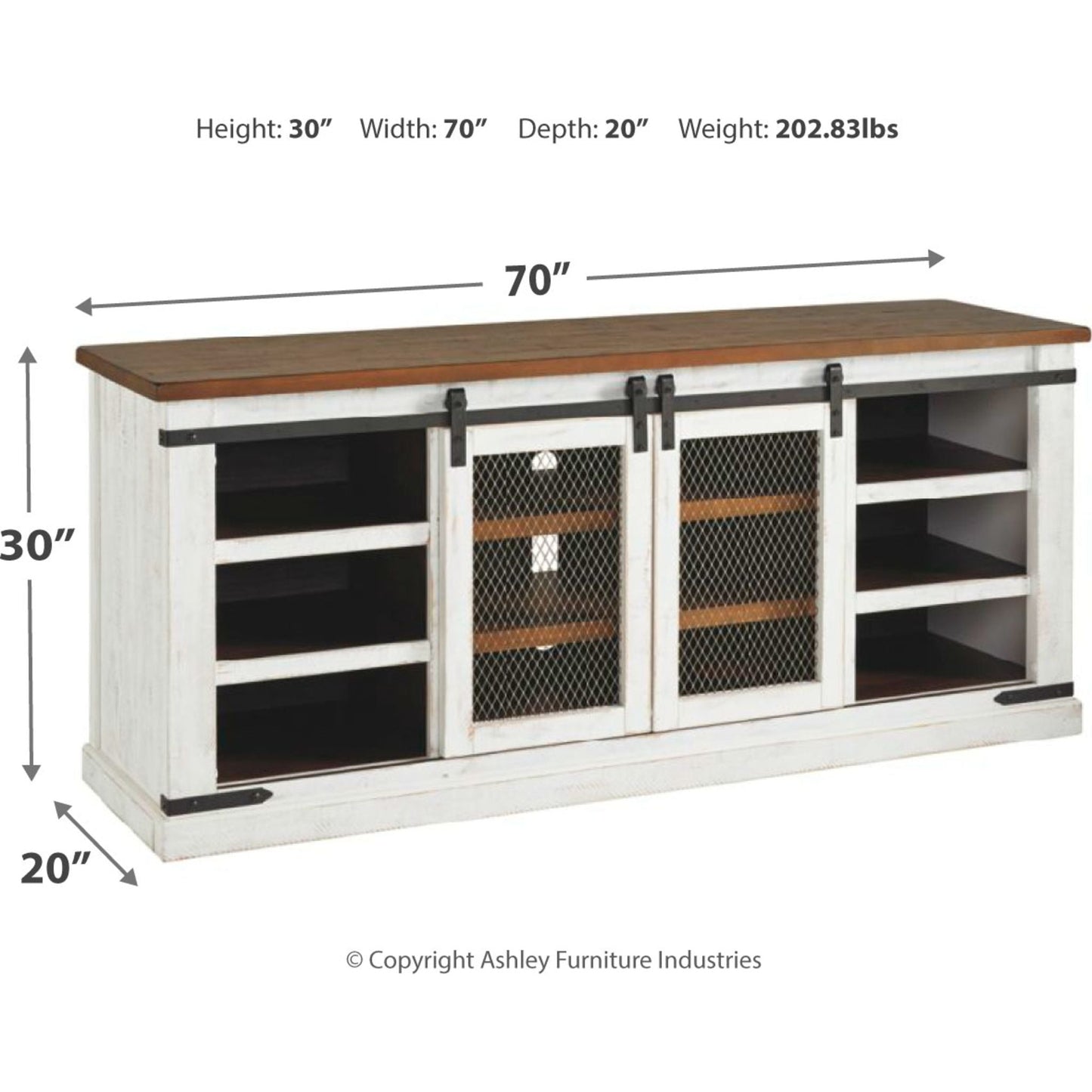 Wystfield Extra Large TV Stand - White/Brown