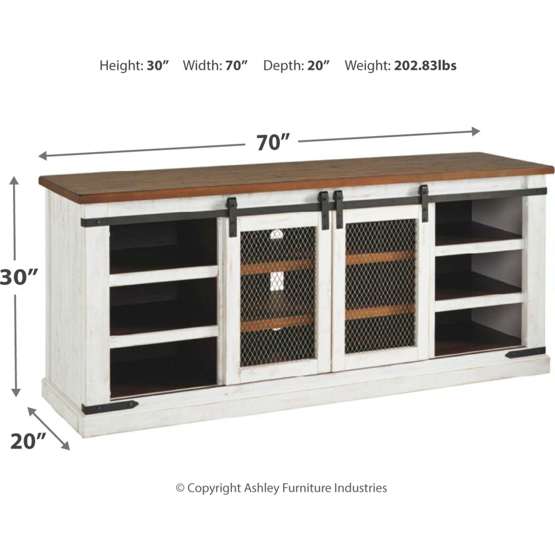 Wystfield Extra Large TV Stand - White/Brown