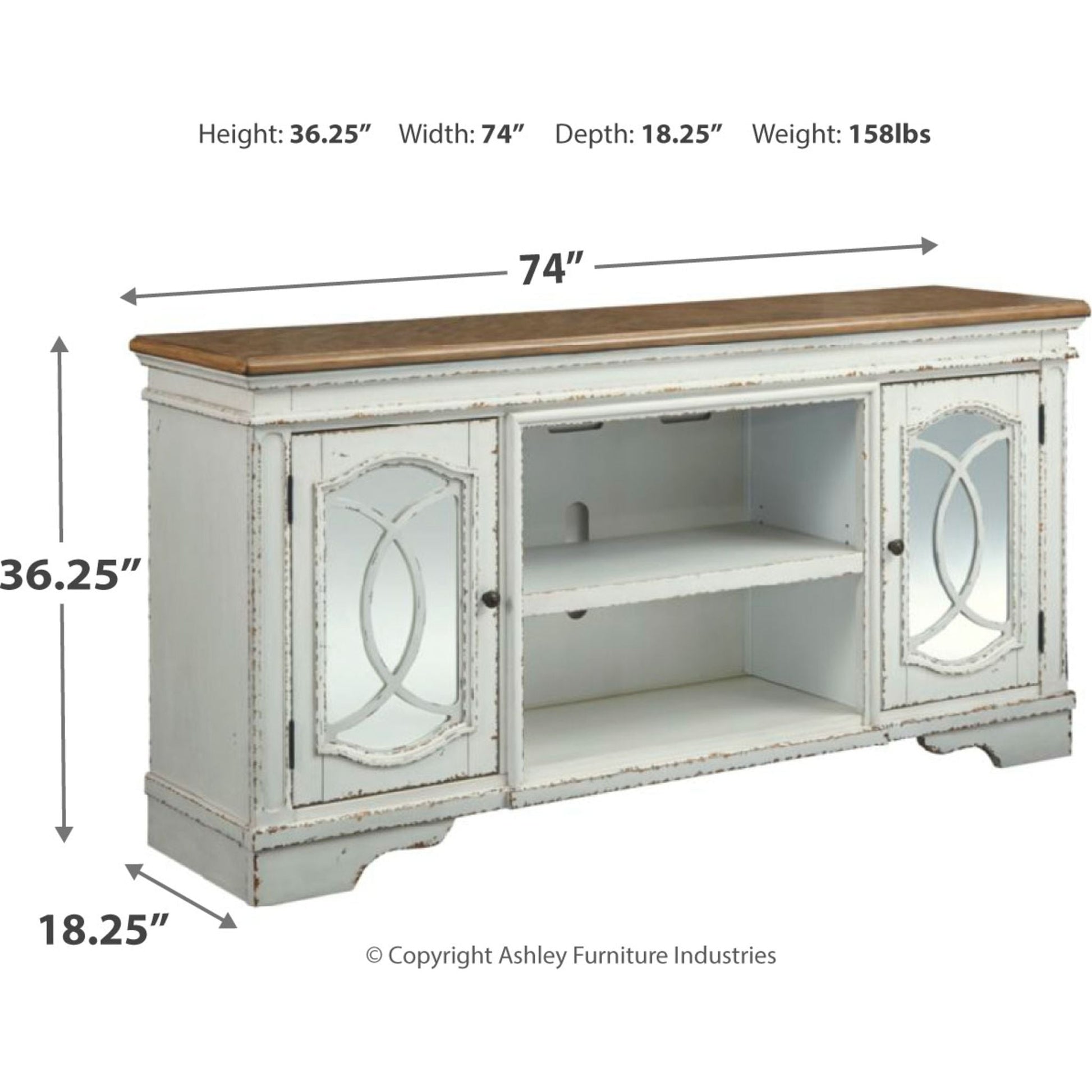 Realyn Large TV Stand - Chipped White