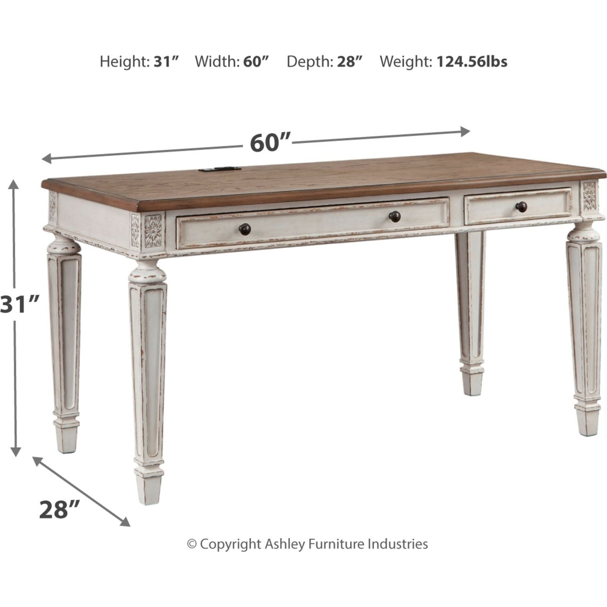 Realyn Desk - White/Brown