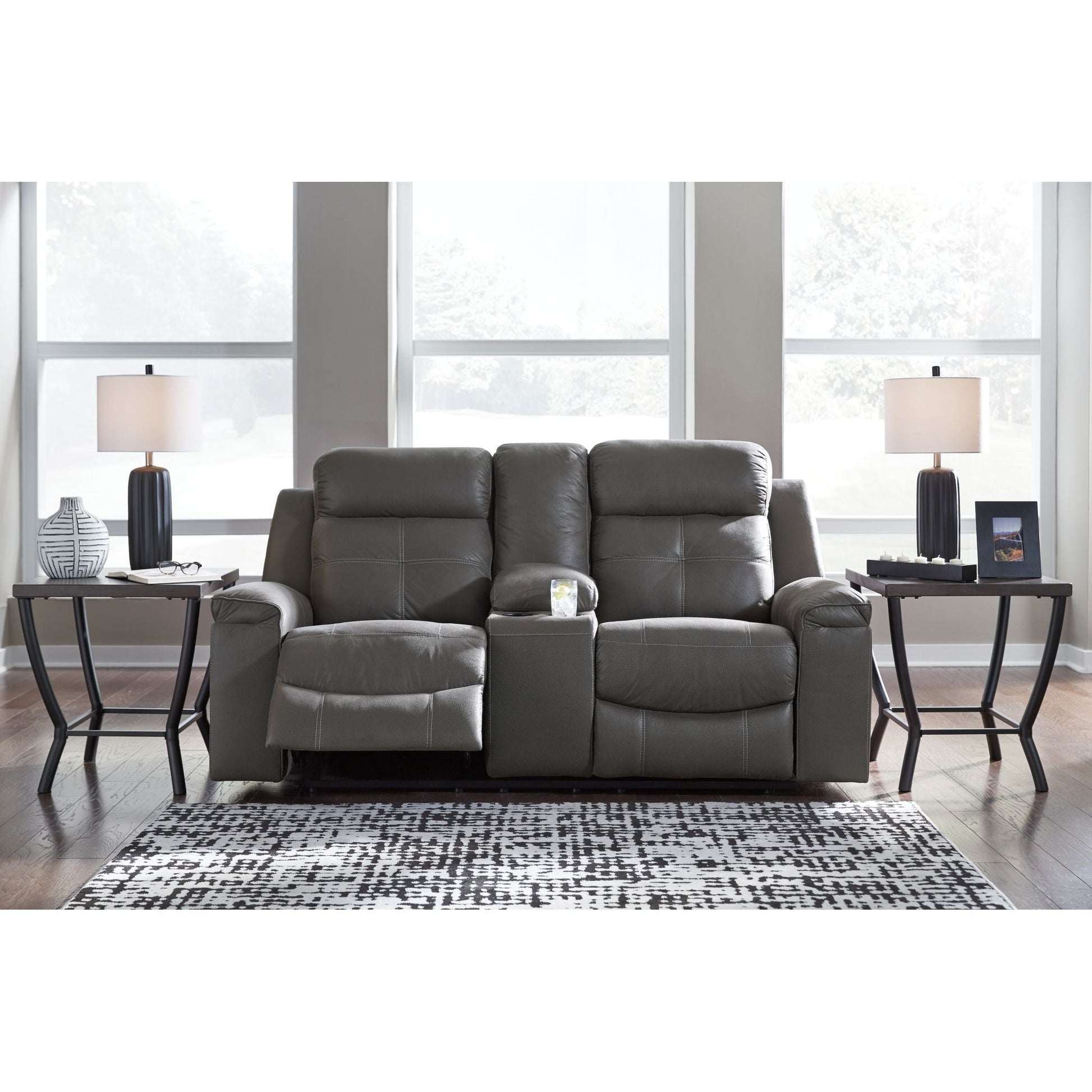 Jesolo Reclining Loveseat with Console - Dark Gray