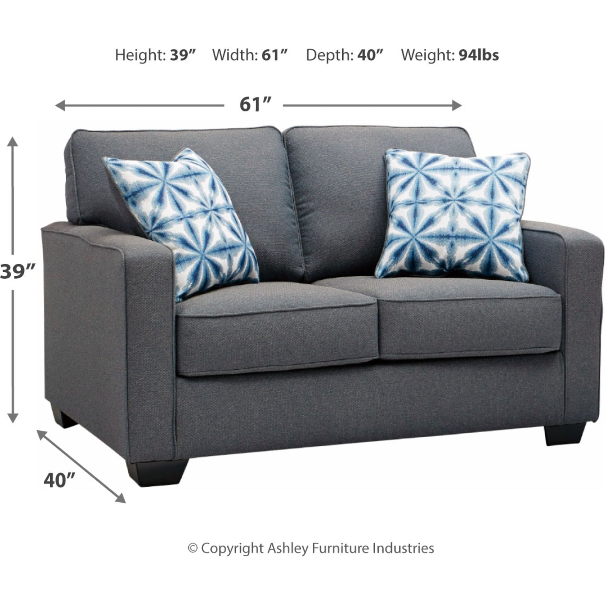 Kiessel Loveseat - Steel