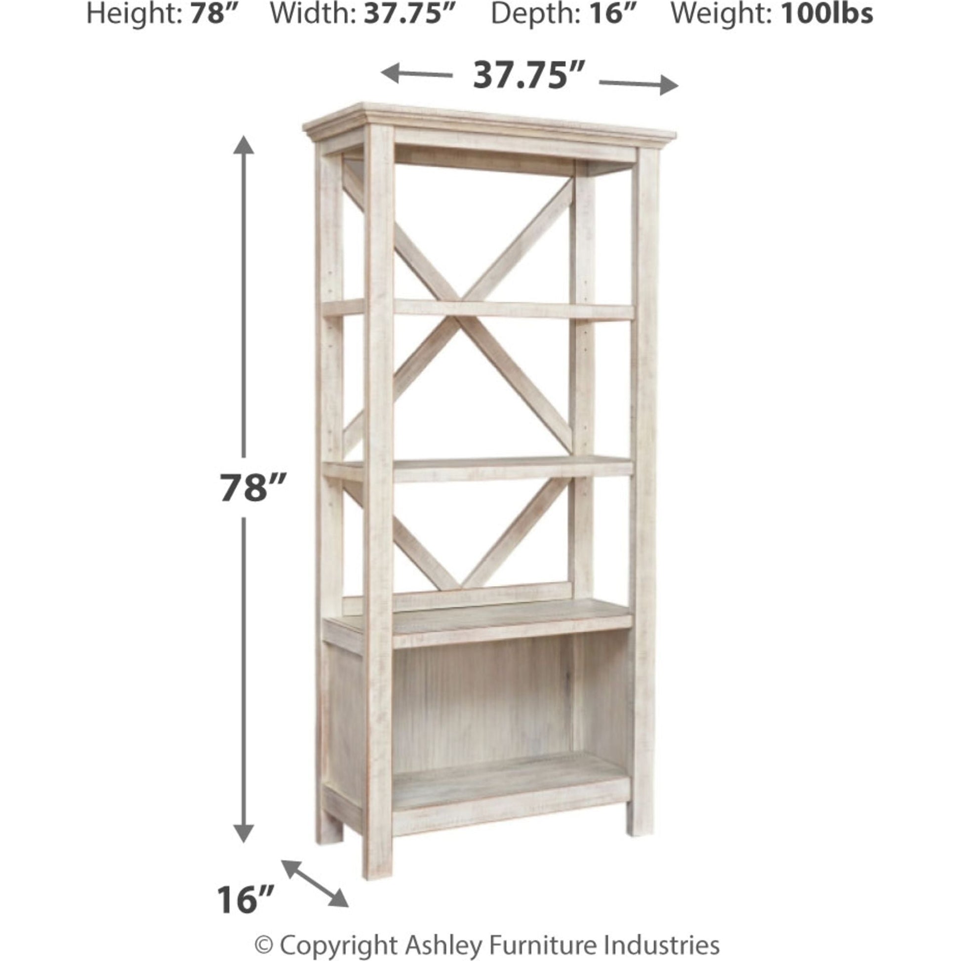 Carynhurst Large Bookcase - Whitewash