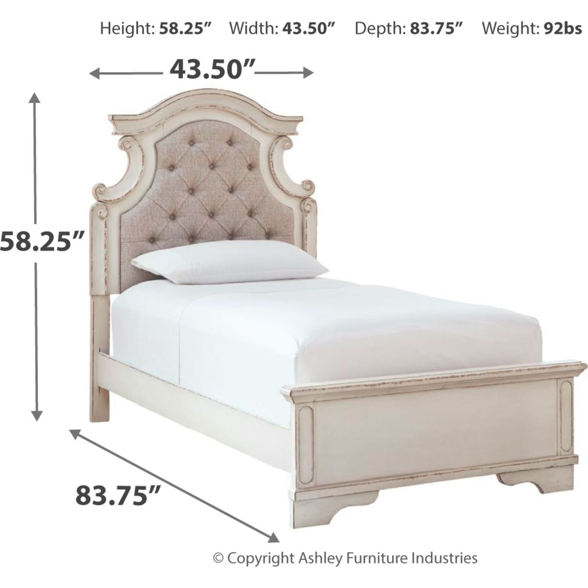 Realyn Twin Bed - Chipped White