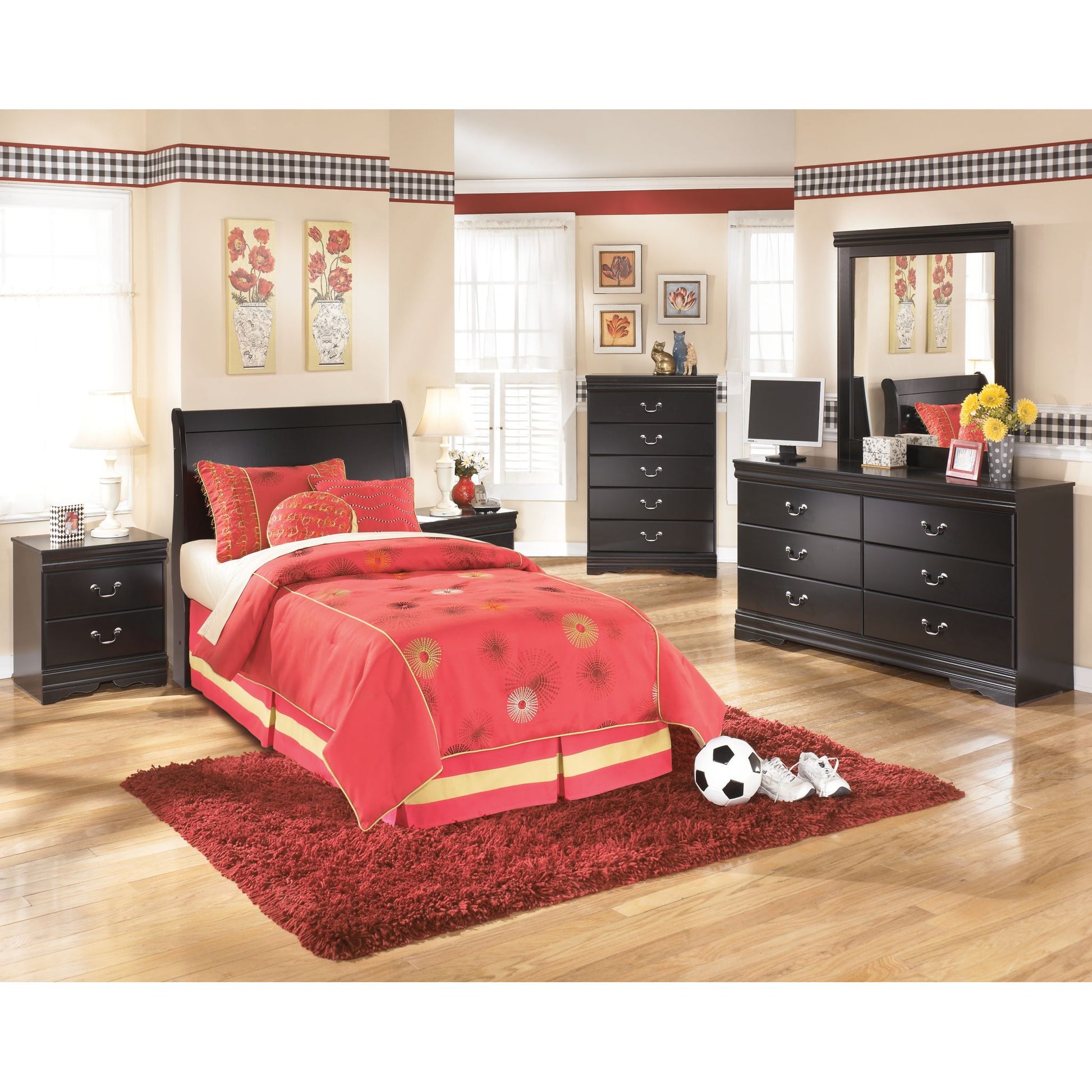 Huey Vineyard Twin Sleigh Headboard - Black