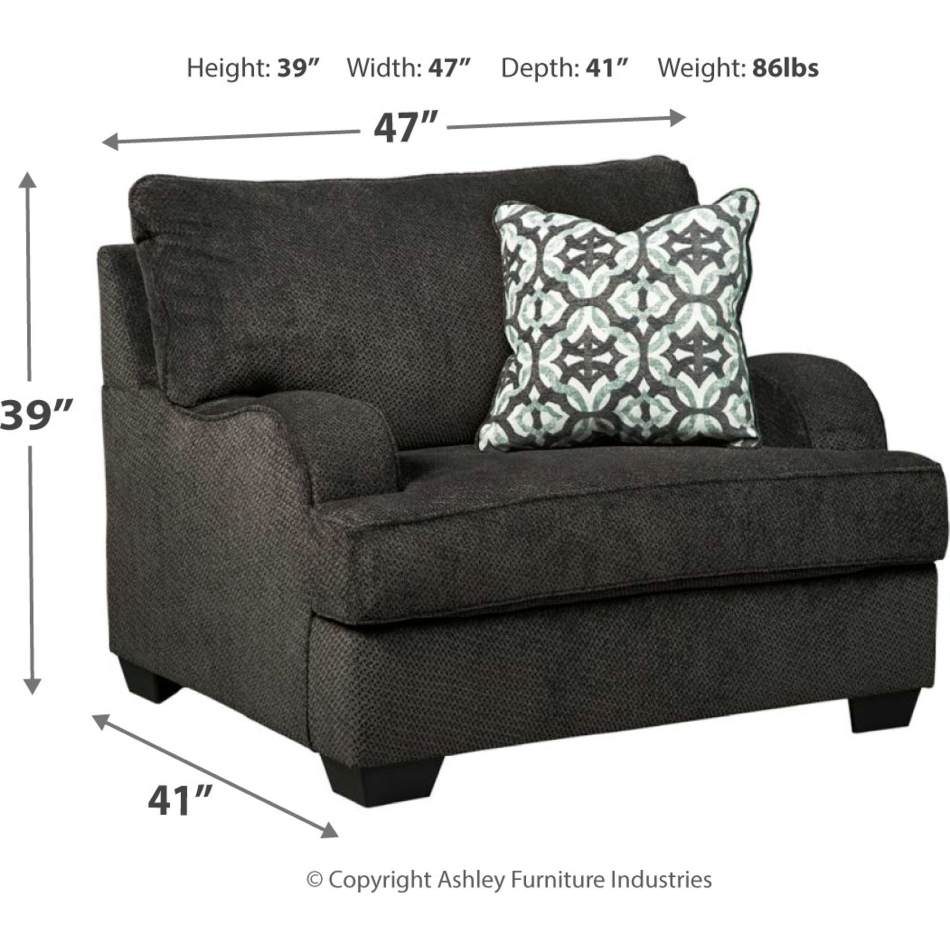 Charenton Chair and a Half - Charcoal