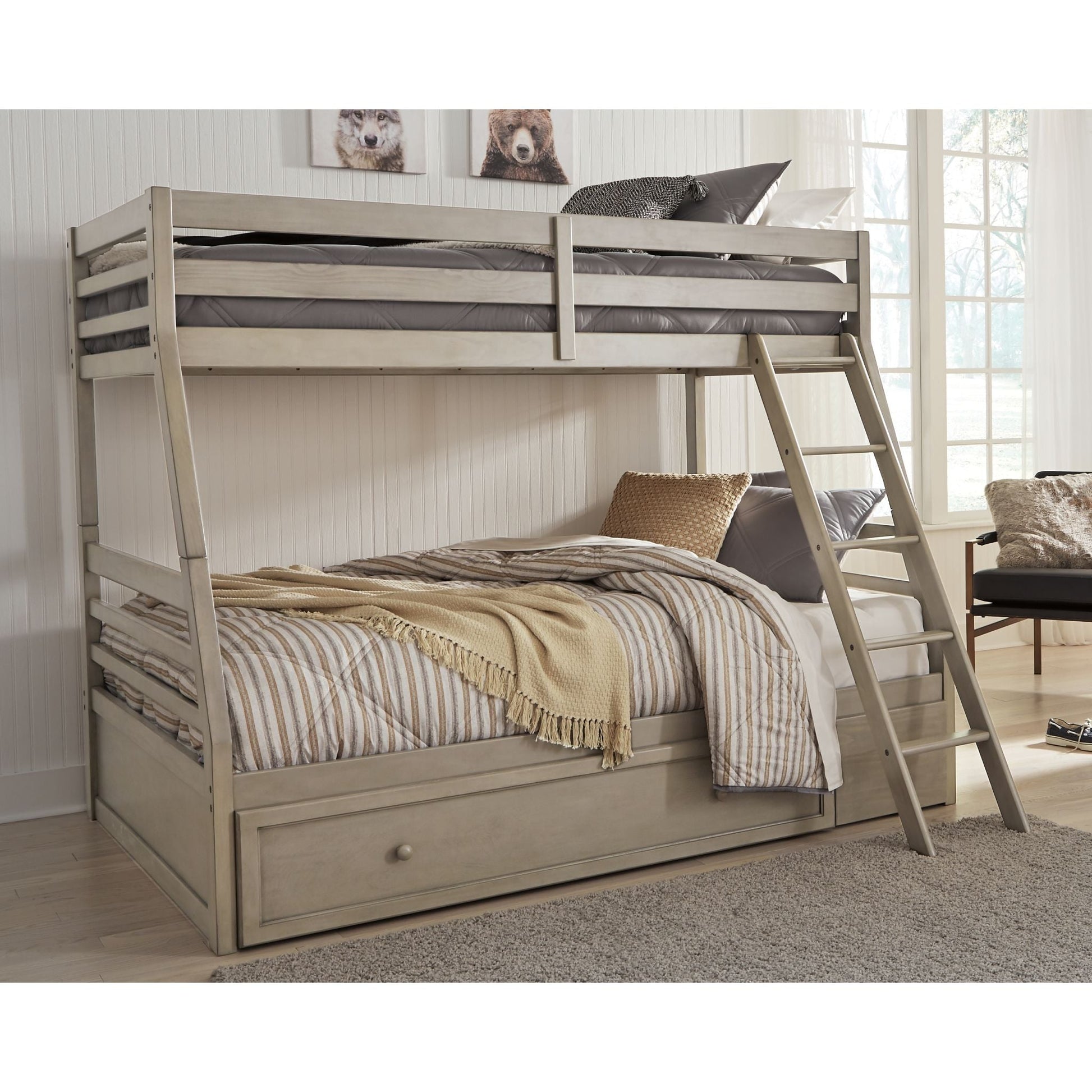 Lettner Twin Over Full Bunk Bed - Light Gray