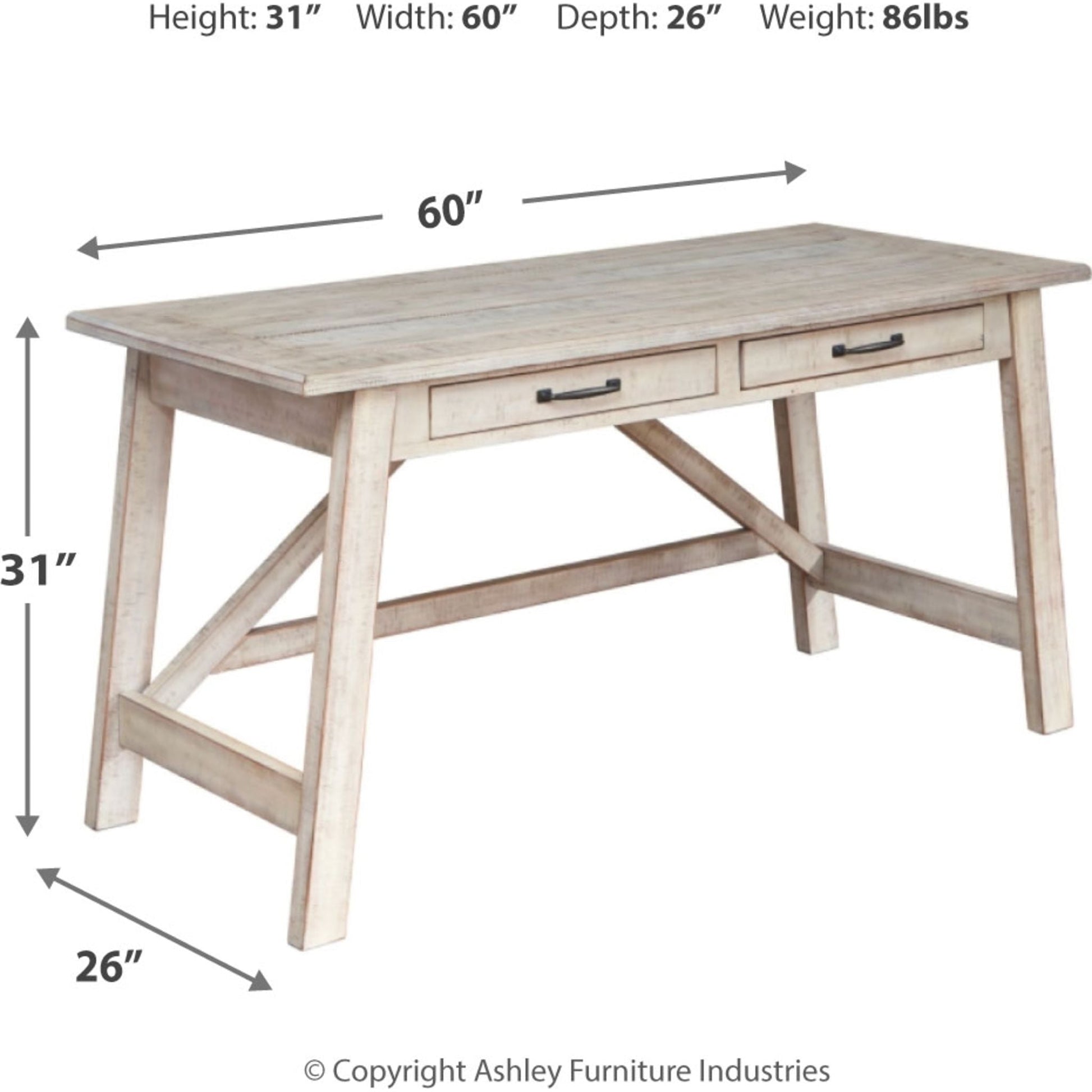 Carynhurst Desk - Whitewash