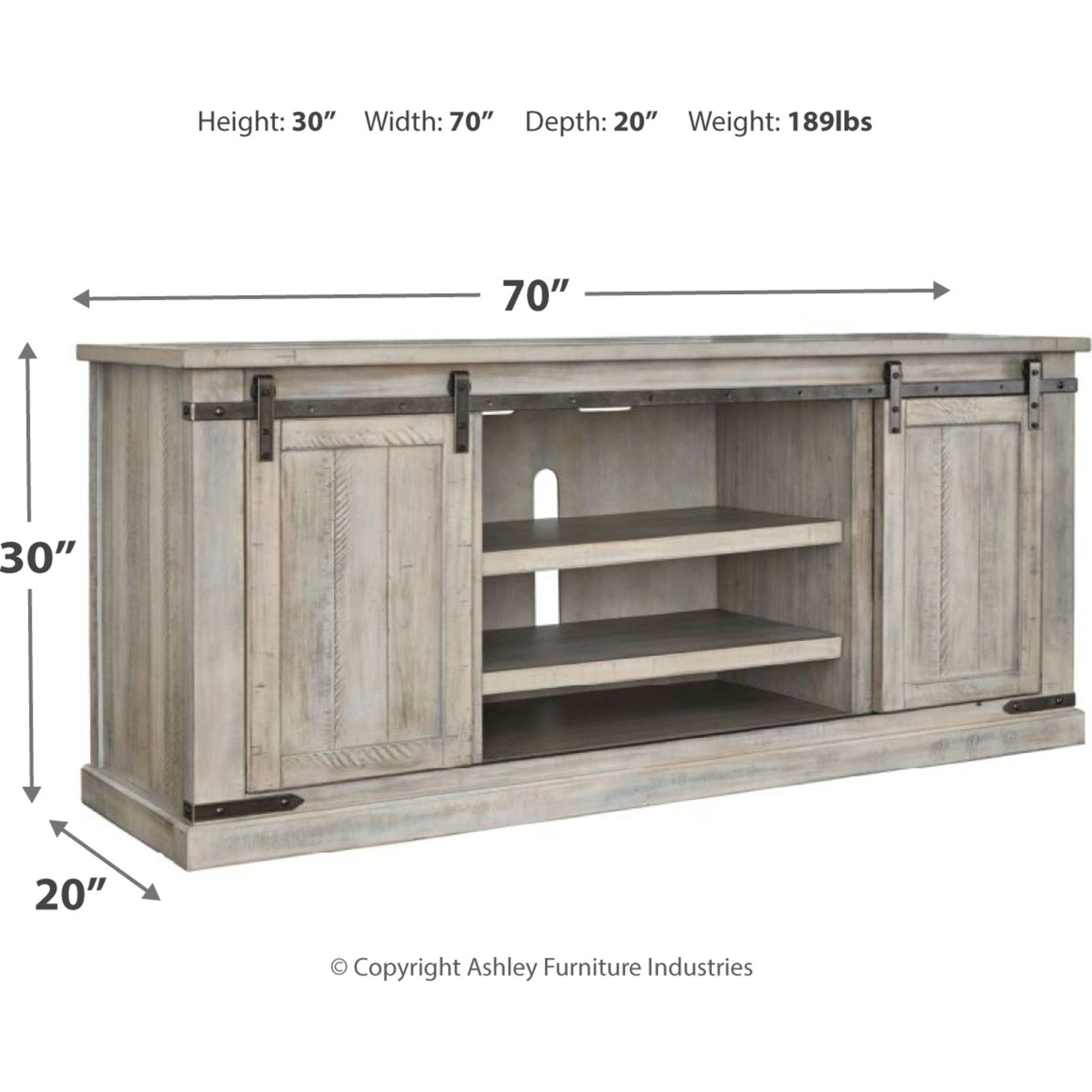 Carynhurst Extra Large TV Stand - Whitewash