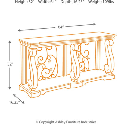 Alymere Sofa Table - Rustic Brown