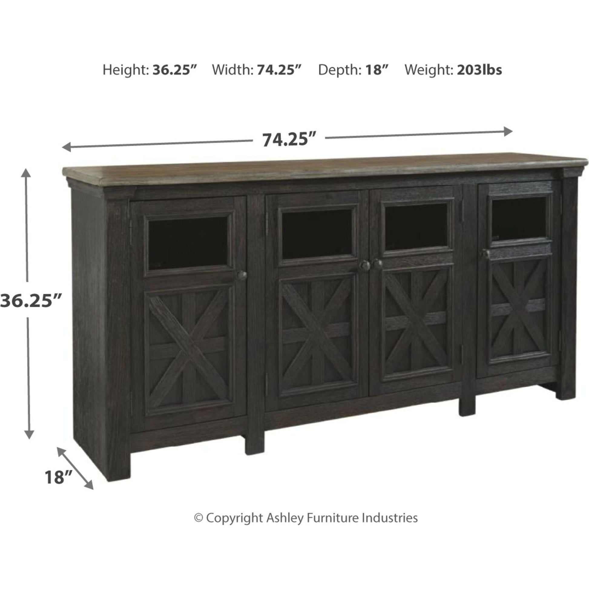 Tyler Creek Extra Large TV Stand - Black/Gray