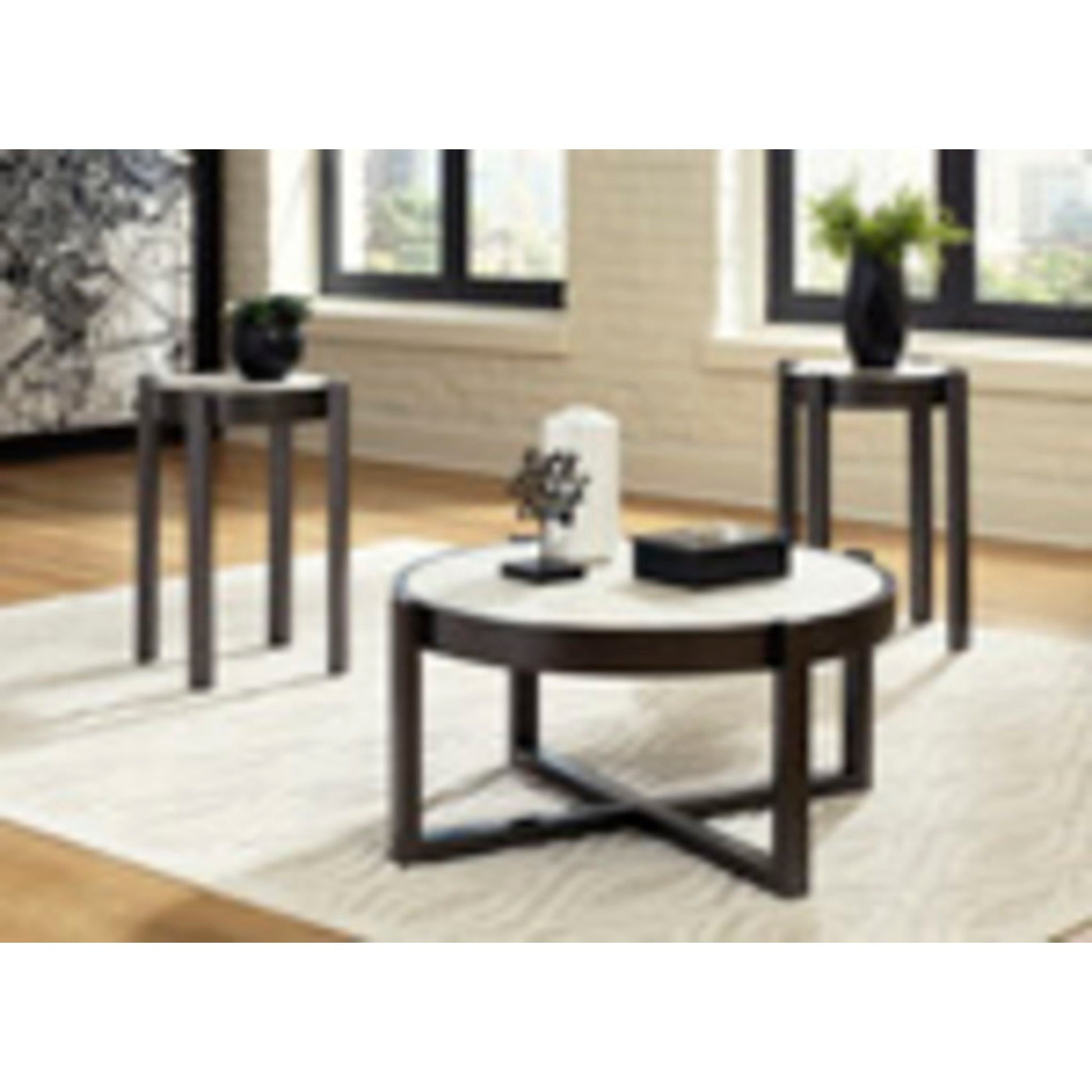 Lannoli 3 Pack Tables - Beige/Pewter