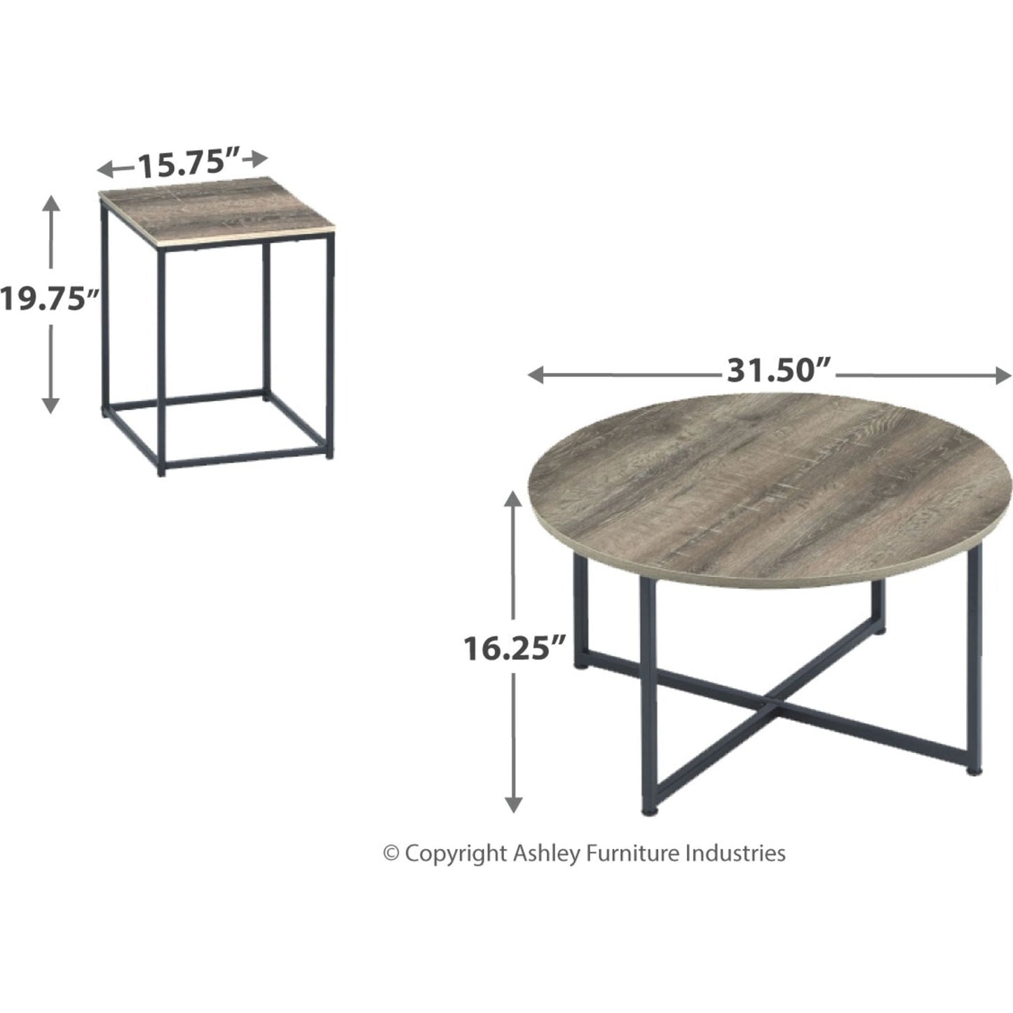 Wadeworth 3 Pack Tables - Two-tone