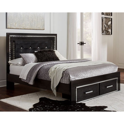 Kaydell 4 Piece Queen Bed with Storage - Black