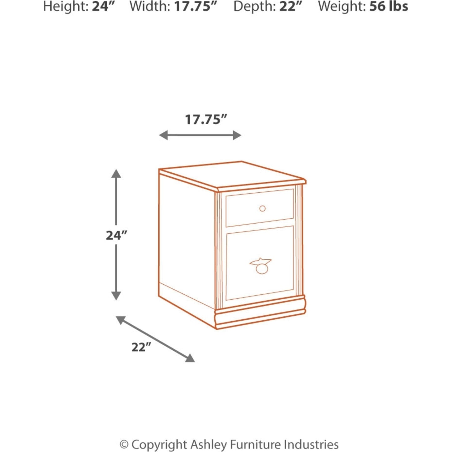 Hamlyn 2 Drawer File Cabinet - Medium Brown