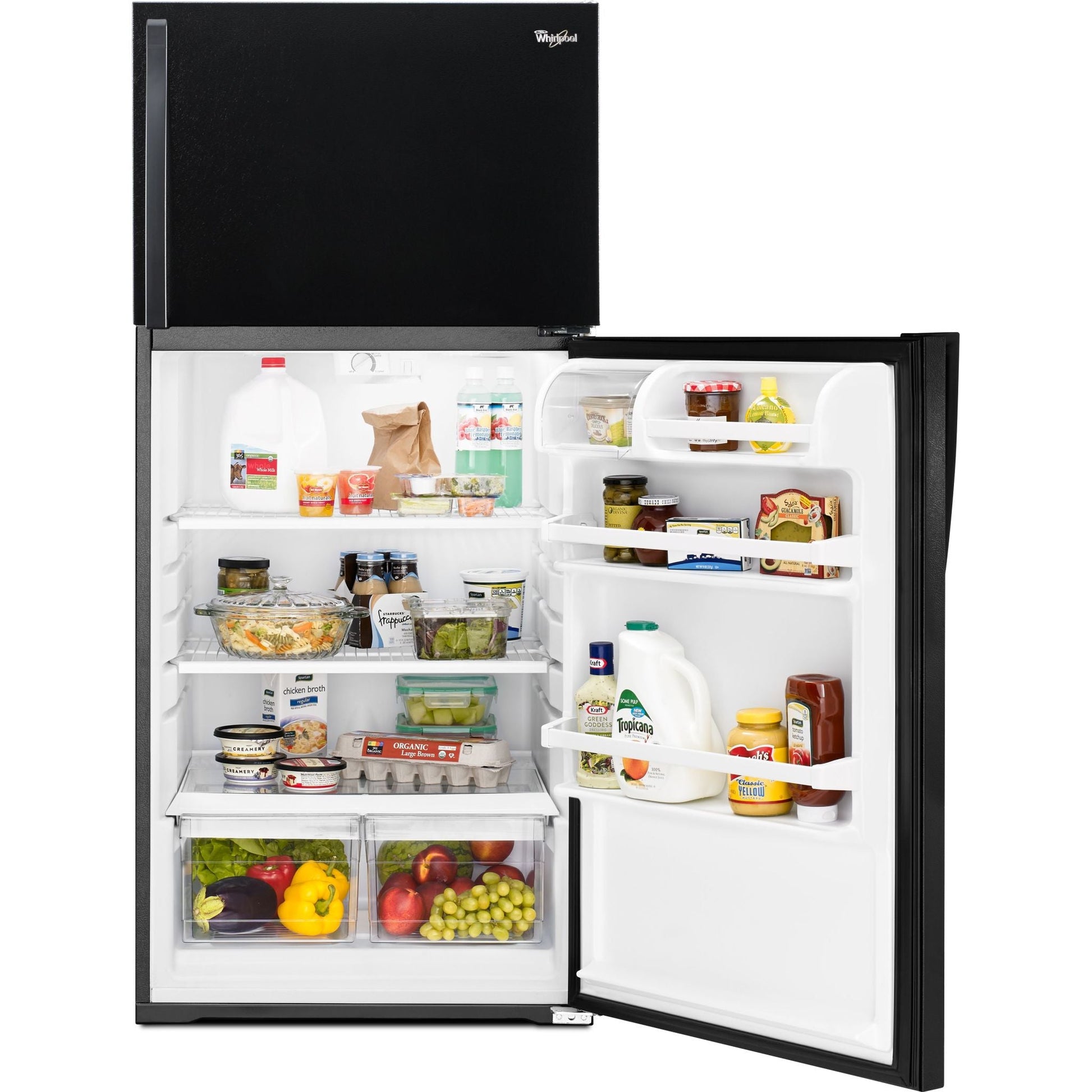 Whirlpool Top Mount Fridge (WRT134TFDB) - Black