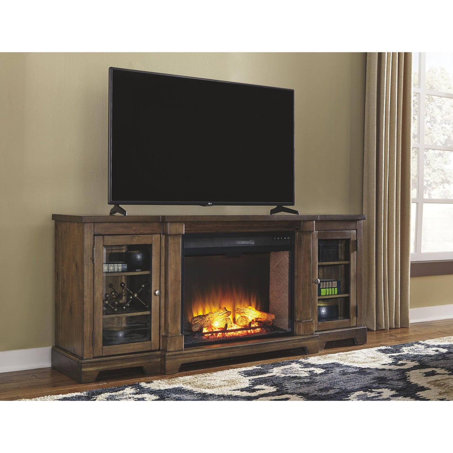 Flynnter Large TV Stand - Medium Brown